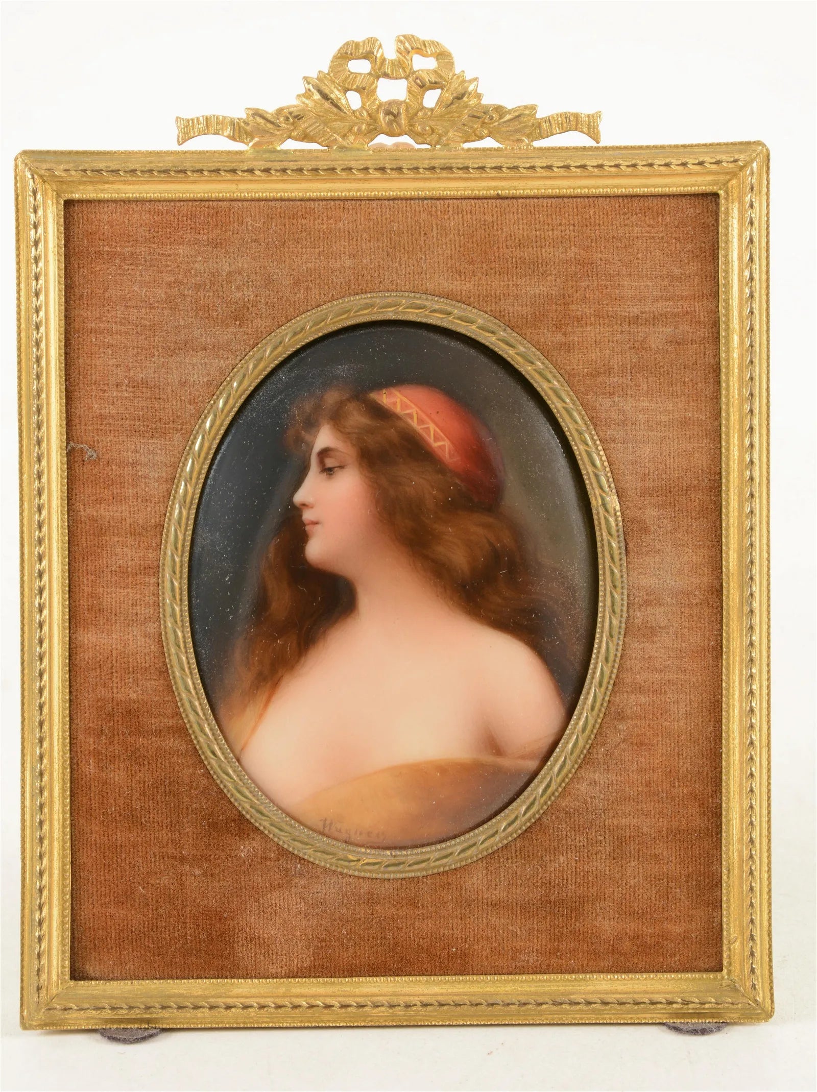 AW604: Carl Wagner - German - 19th Century Pre-Raphaelite Oil on Porcelain