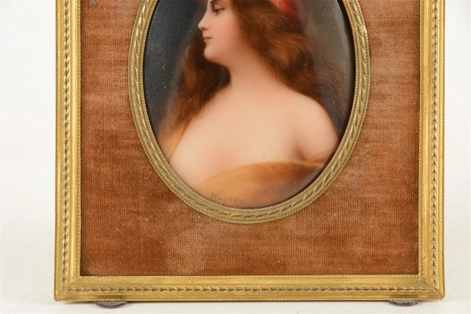AW604: Carl Wagner - German - 19th Century Pre-Raphaelite Oil on Porcelain