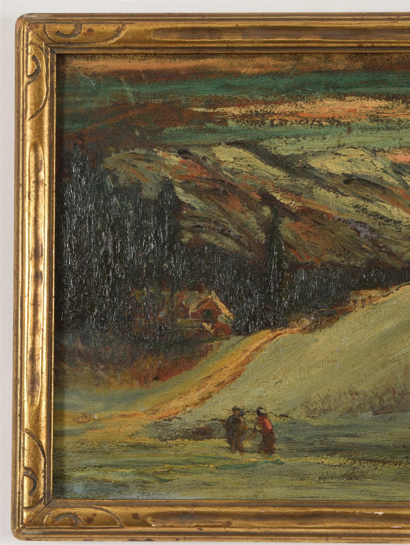 AW589: Attributed to Leon De Smet Early 20th C Impressionist Oil on Board Painting of Wintery Landscape