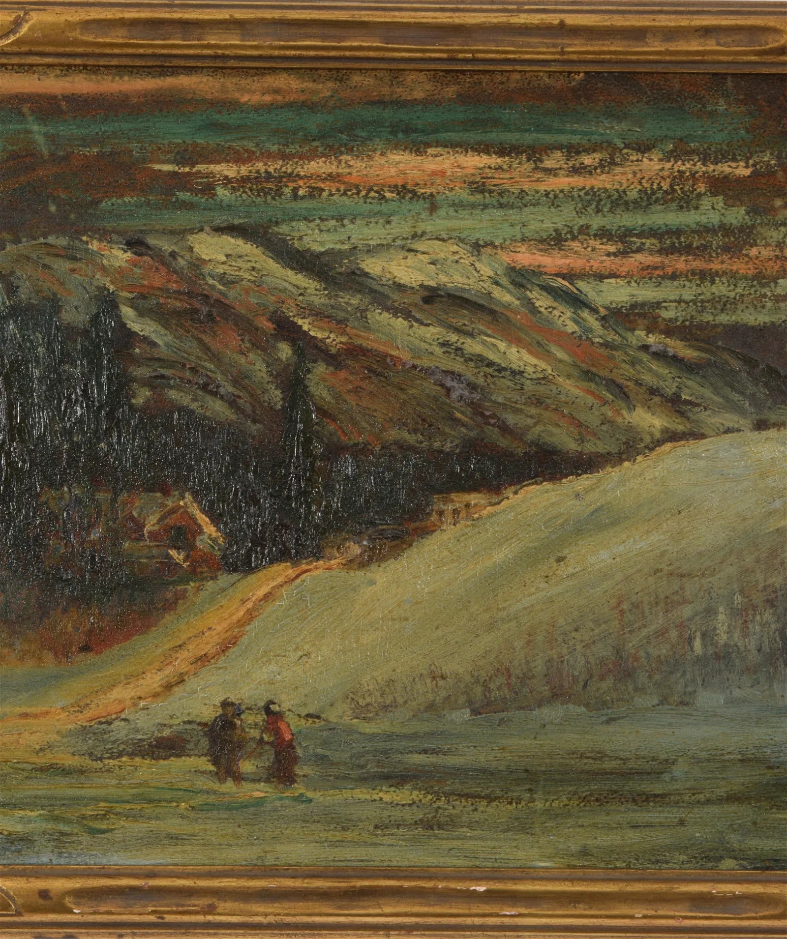 AW589: Attributed to Leon De Smet Early 20th C Impressionist Oil on Board Painting of Wintery Landscape