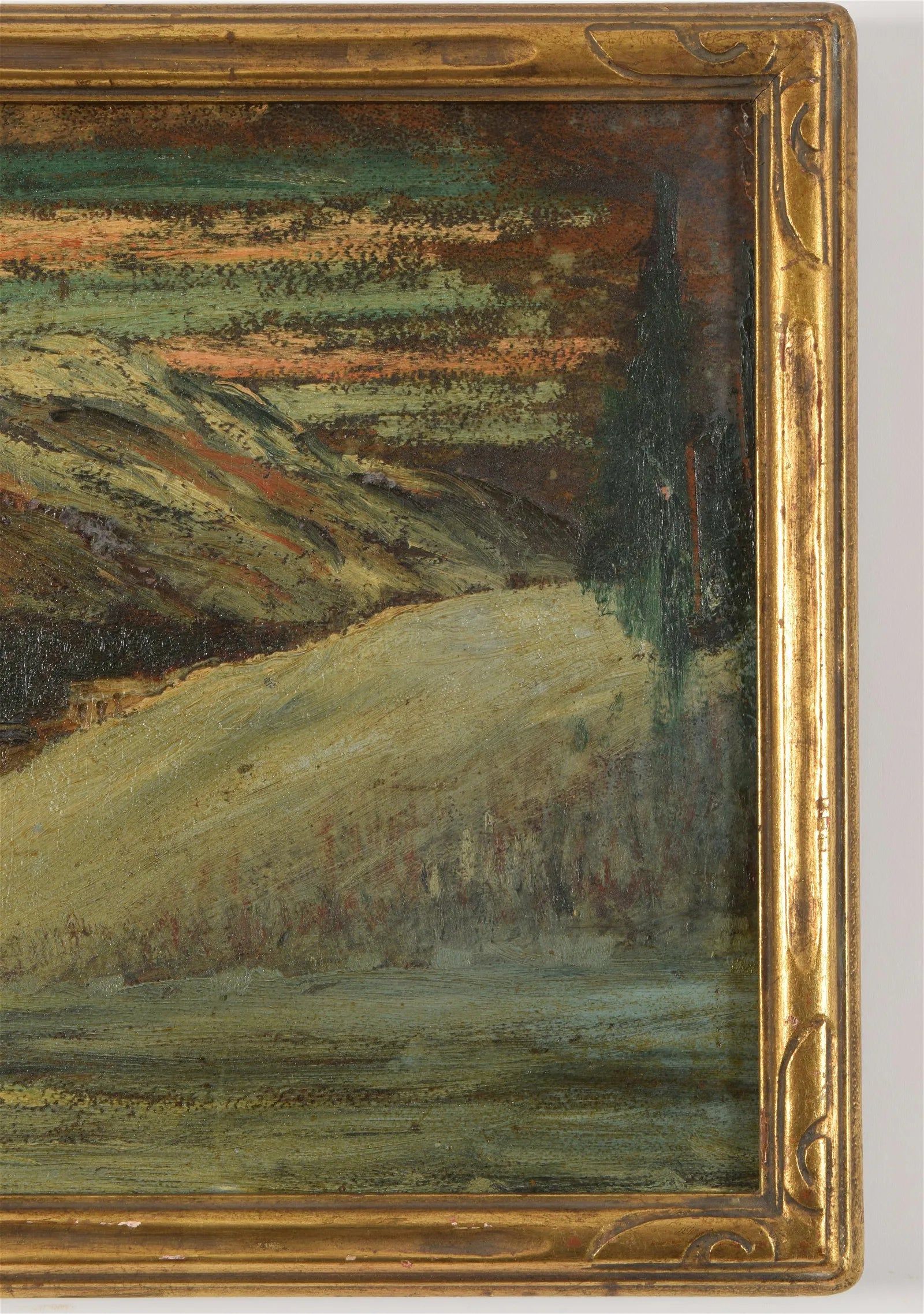 AW589: Attributed to Leon De Smet Early 20th C Impressionist Oil on Board Painting of Wintery Landscape