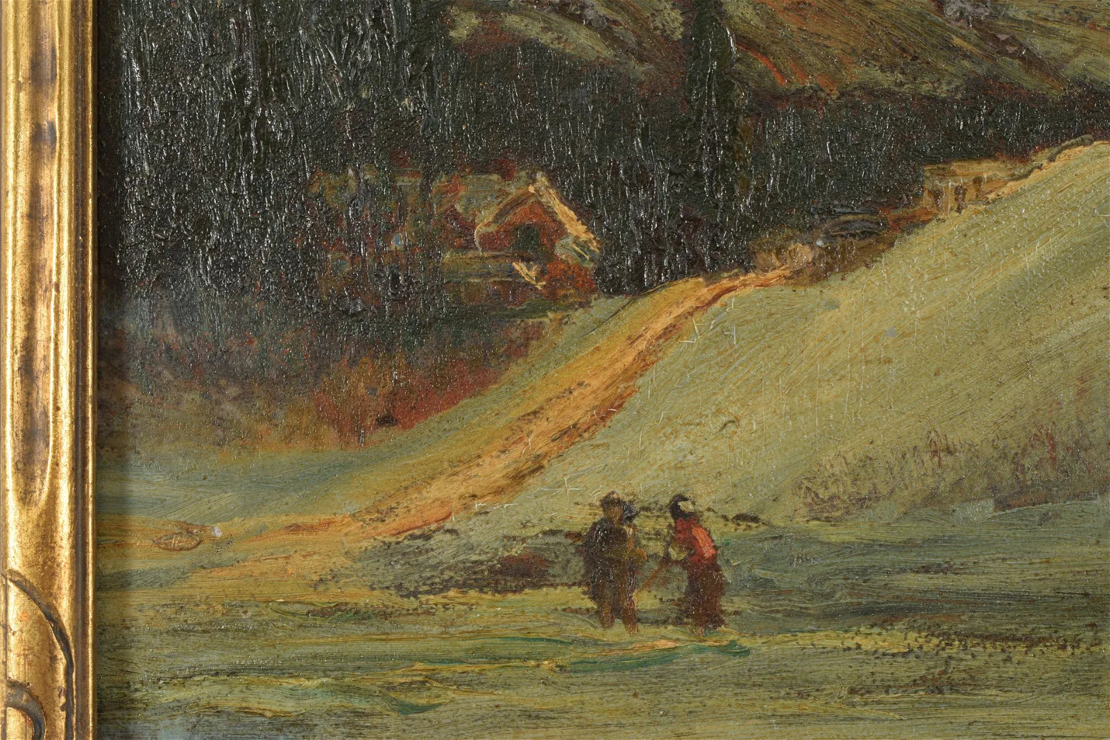AW589: Attributed to Leon De Smet Early 20th C Impressionist Oil on Board Painting of Wintery Landscape