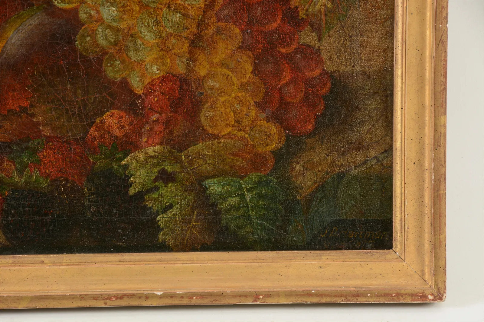 AW587: 19th century American School Still Life With Fruit - Oil on Canvas