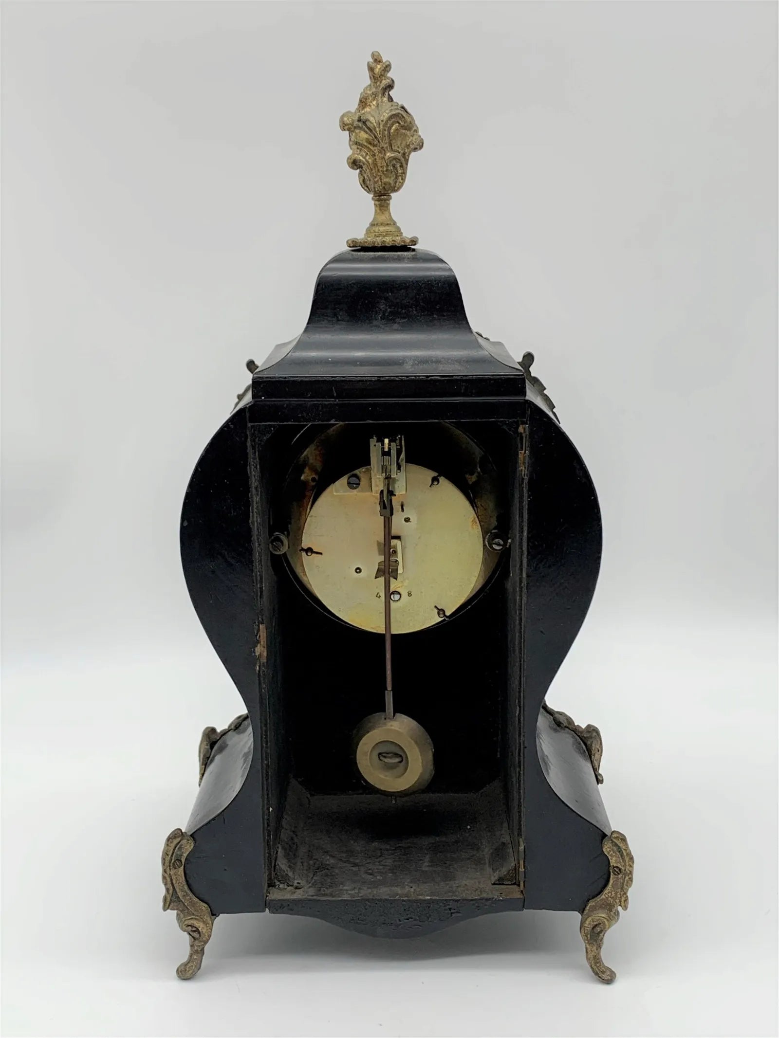 TK2-041: Mid 19th Century Louis XV Style MarquetryBoulle Mantle Clock.