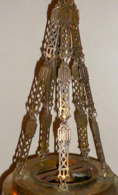 AL1-054: Antique Early 20th C Art Nouveau / Arts & Crafts Chunk Glass Pendant Light