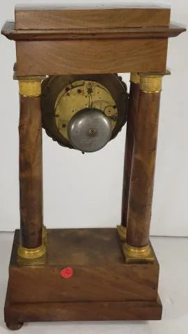 TK2-060: EARLY 19TH CENTURY FRENCH DIRECTOIRE MAHOGANY MANTLE CLOCK W/ GILT BRONZE ORMOLU MOUNTS