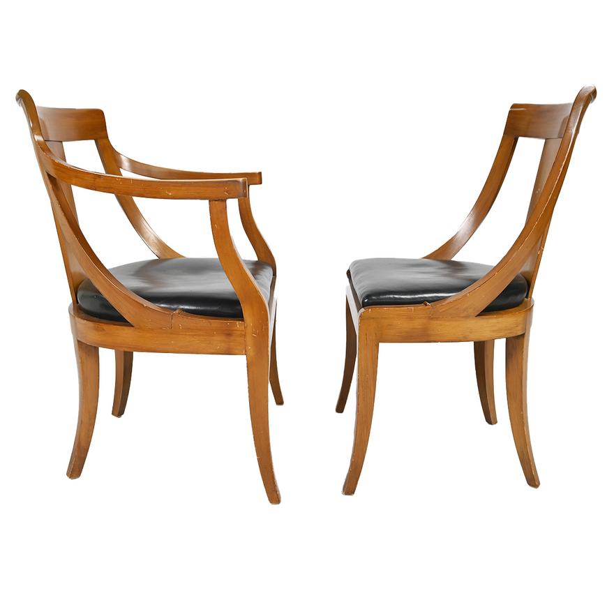 AF2-237: ANTIQUE SET OF FOUR LATE 20TH CENTURY FRENCH DIRECTOIRE  STYLE DINING CHAIRS