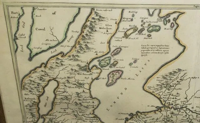 AW7-019: Johannes Bleau - Circa 1654 Map of Levinia Vice Comitatus the Province of Lennox- Colored Engraving