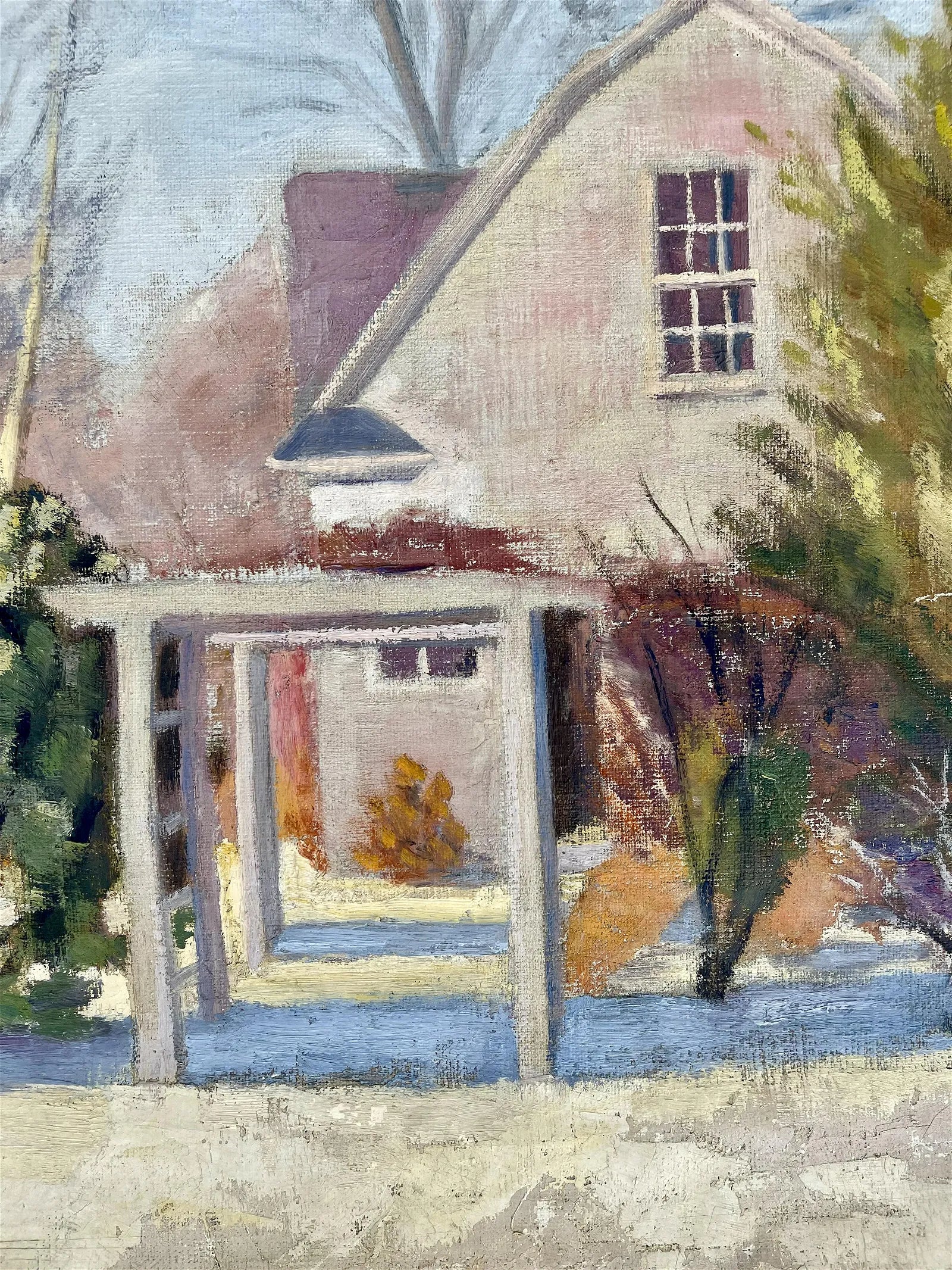 AW549: John Doty California Impressionist Winter Day Oil on Canvas Painting