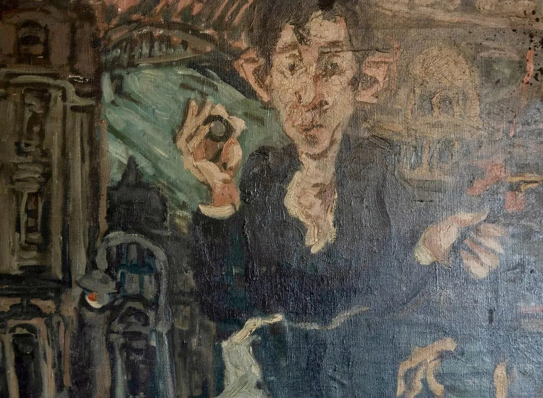 AW544:  Alex Tschernjawski Self Portrait -Mid 20th C American Modernist / Expressionist Artist  - Oil on Canvas -