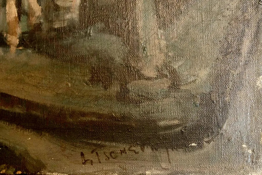 AW544:  Alex Tschernjawski Self Portrait -Mid 20th C American Modernist / Expressionist Artist  - Oil on Canvas -