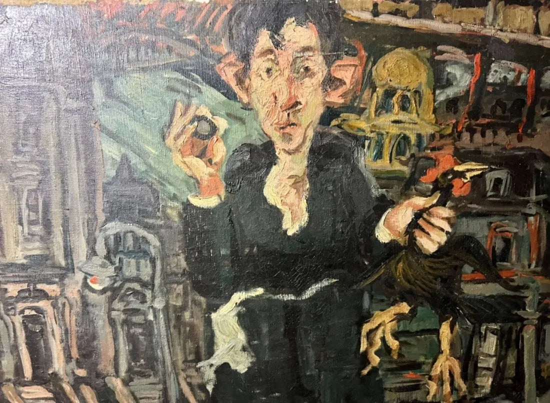 AW544:  Alex Tschernjawski Self Portrait -Mid 20th C American Modernist / Expressionist Artist  - Oil on Canvas -