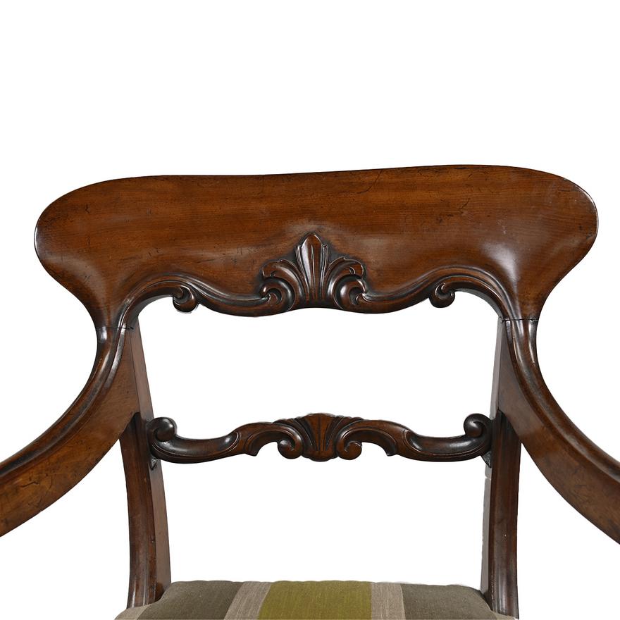 AF2-238: ANTIQUE SET OF 8 EARLY 19TH CENTURY ENGLISH WILLIAM IV MAHOGANY DINING CHAIRS