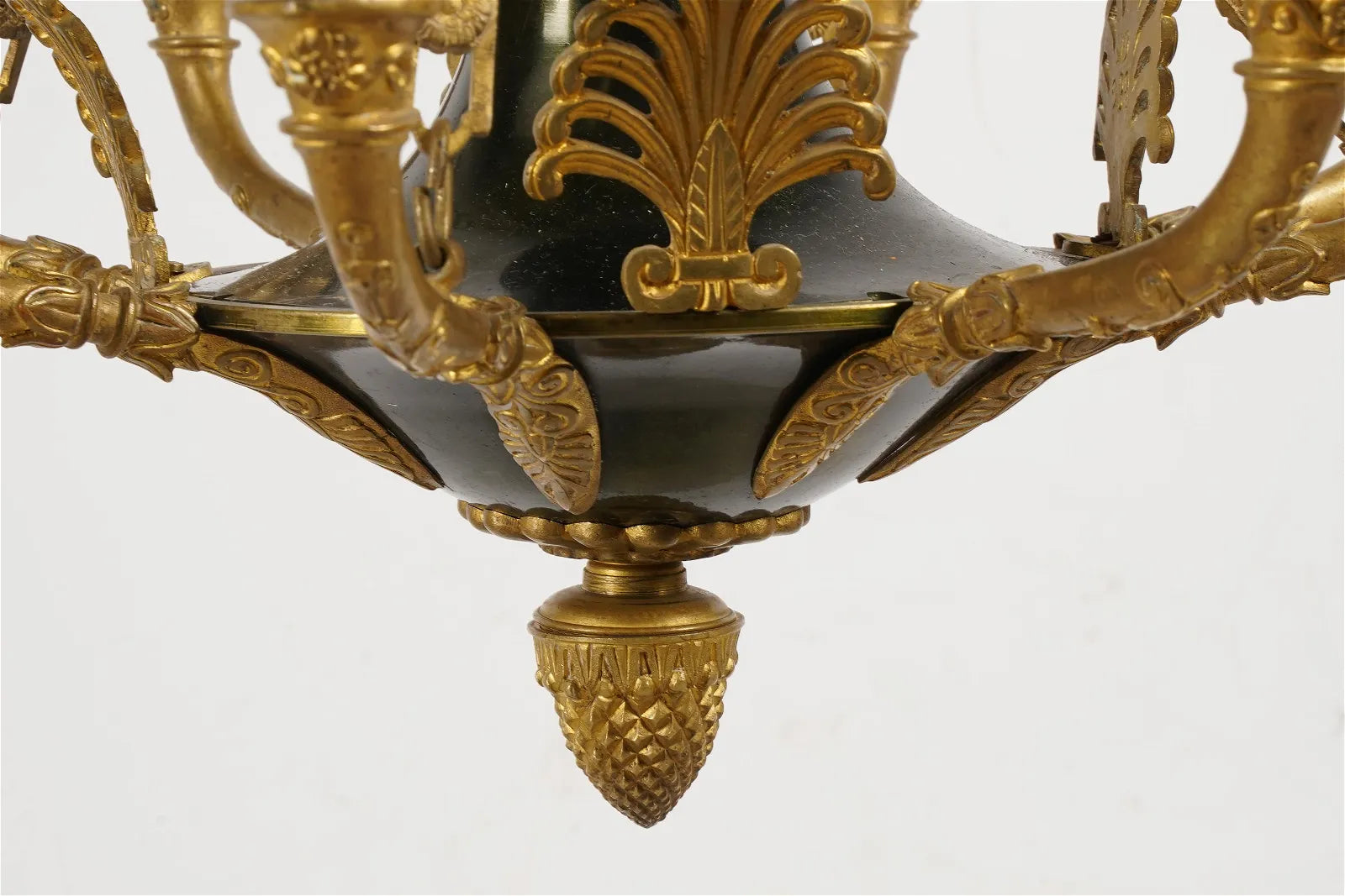 AL1-061: Antique Early 19th Century French Empire Gilt Brass Eight Light Chandelier