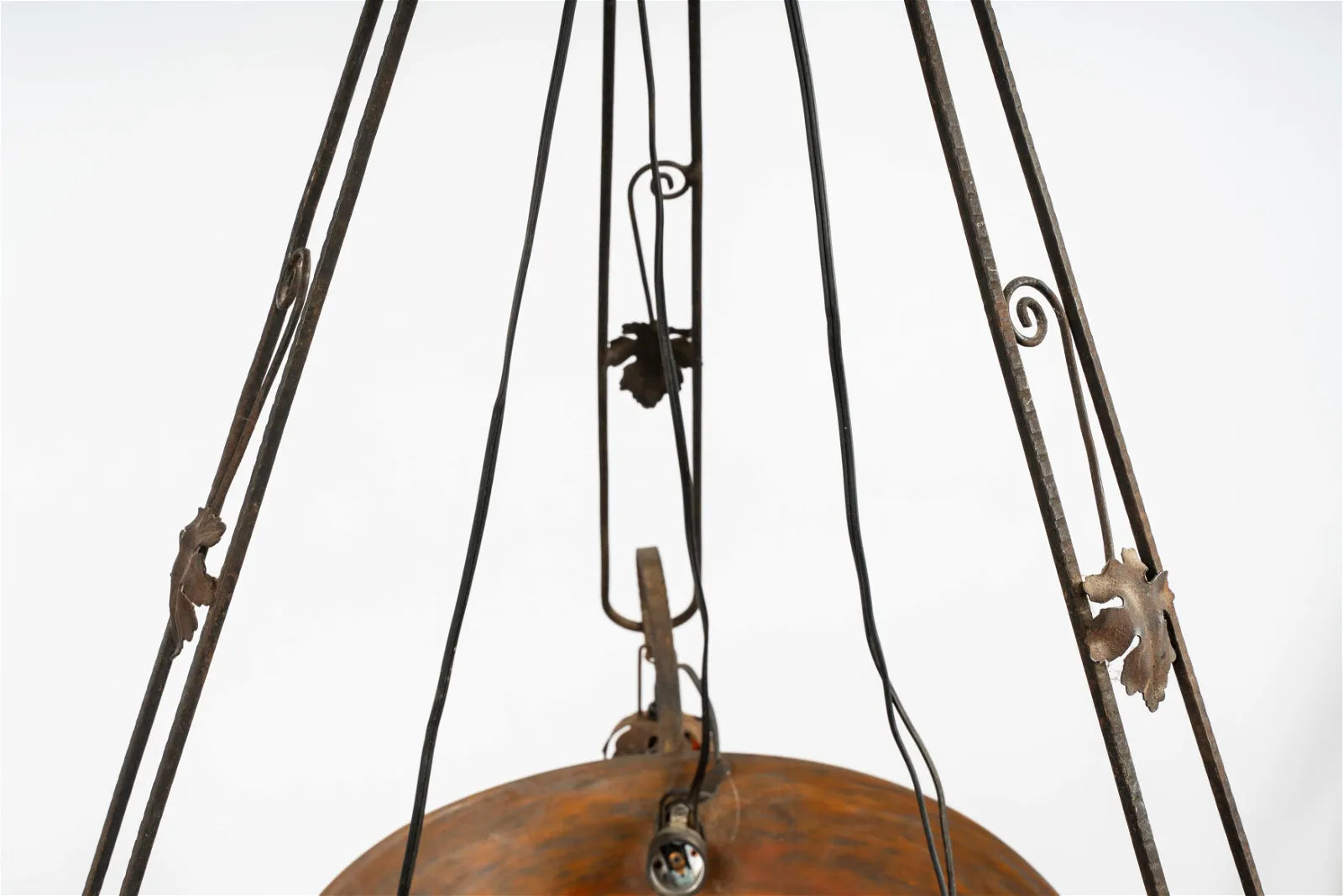 AL1-062: Antique Early 20th Century French Muller Freres Art Glass Chandelier