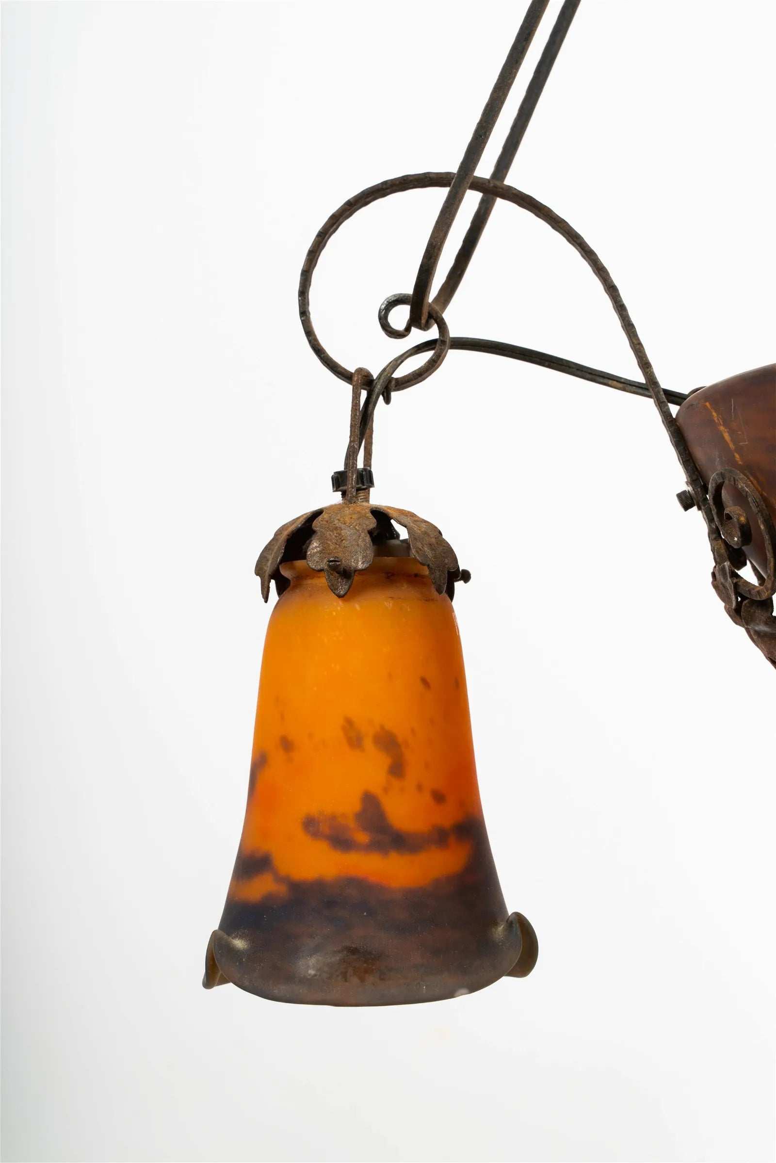 AL1-062: Antique Early 20th Century French Muller Freres Art Glass Chandelier