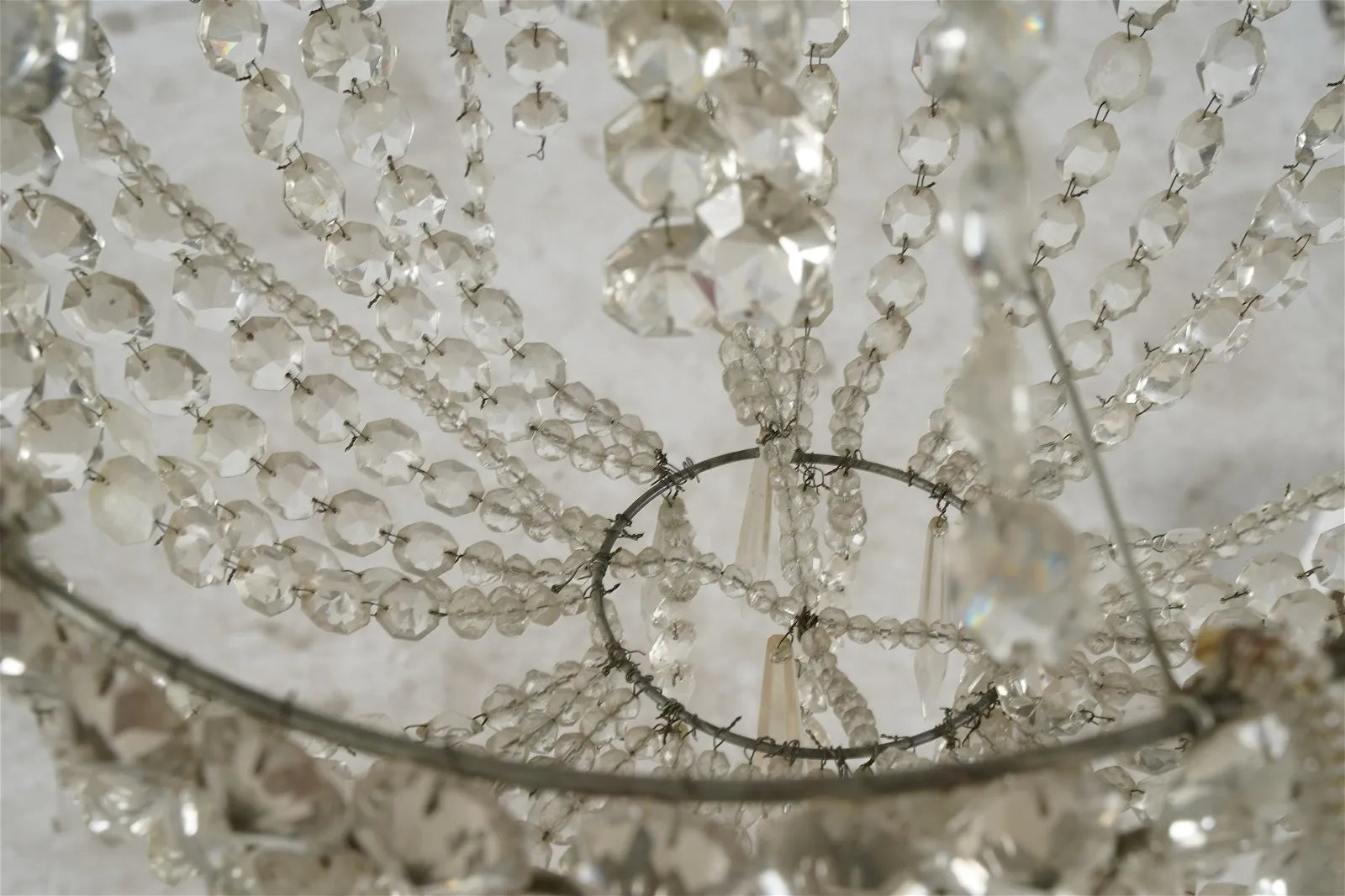 AL1-063: MID 19TH CENTURY FRENCH EMPIRE SIX LIGHT CRYSTAL CHANDELIER