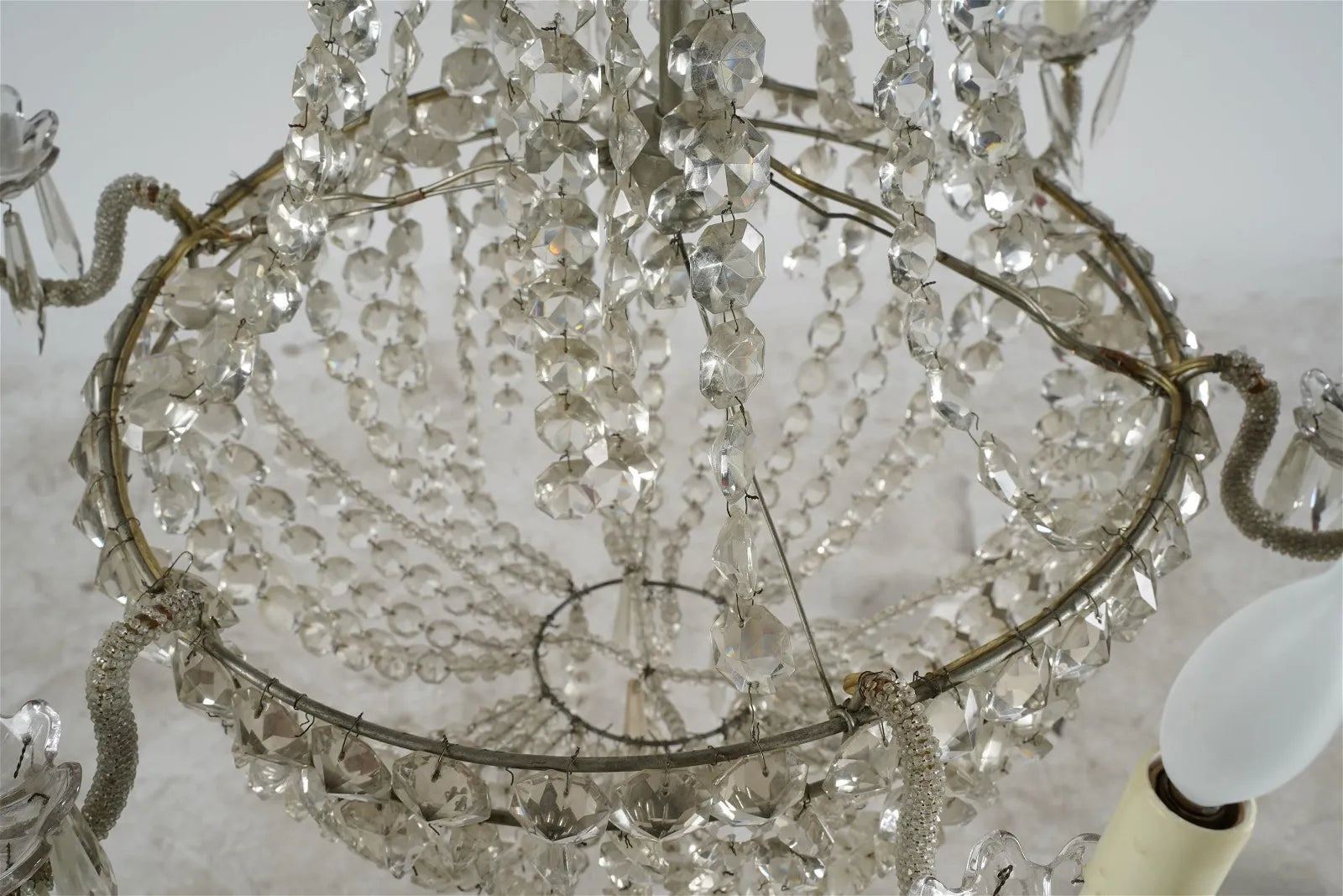 AL1-063: MID 19TH CENTURY FRENCH EMPIRE SIX LIGHT CRYSTAL CHANDELIER