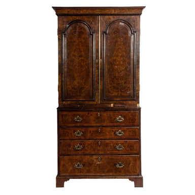 Antique George II Style Burl Walnut Secretary Bookcase Circa 1858 | Work of Man
