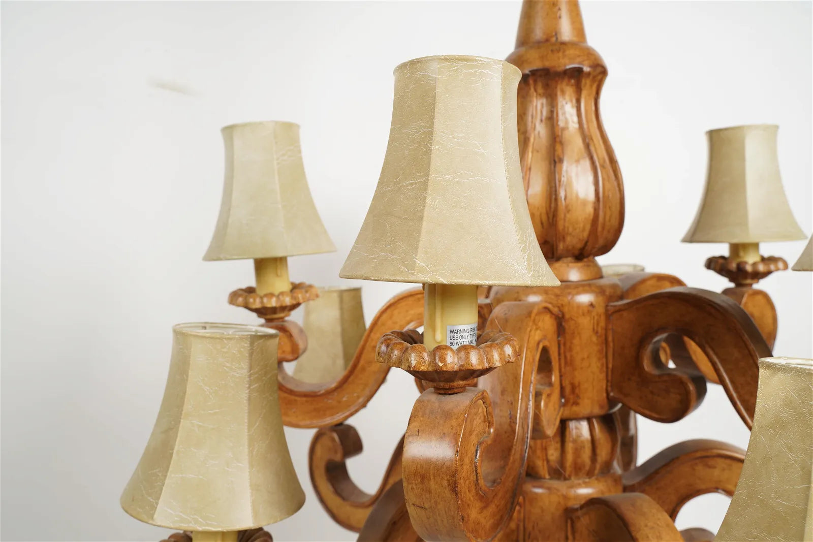 Late 20th C Carved Wood 10 Light French Provincial Style Chandelier From the Larry Flynt Estate | Work of Man