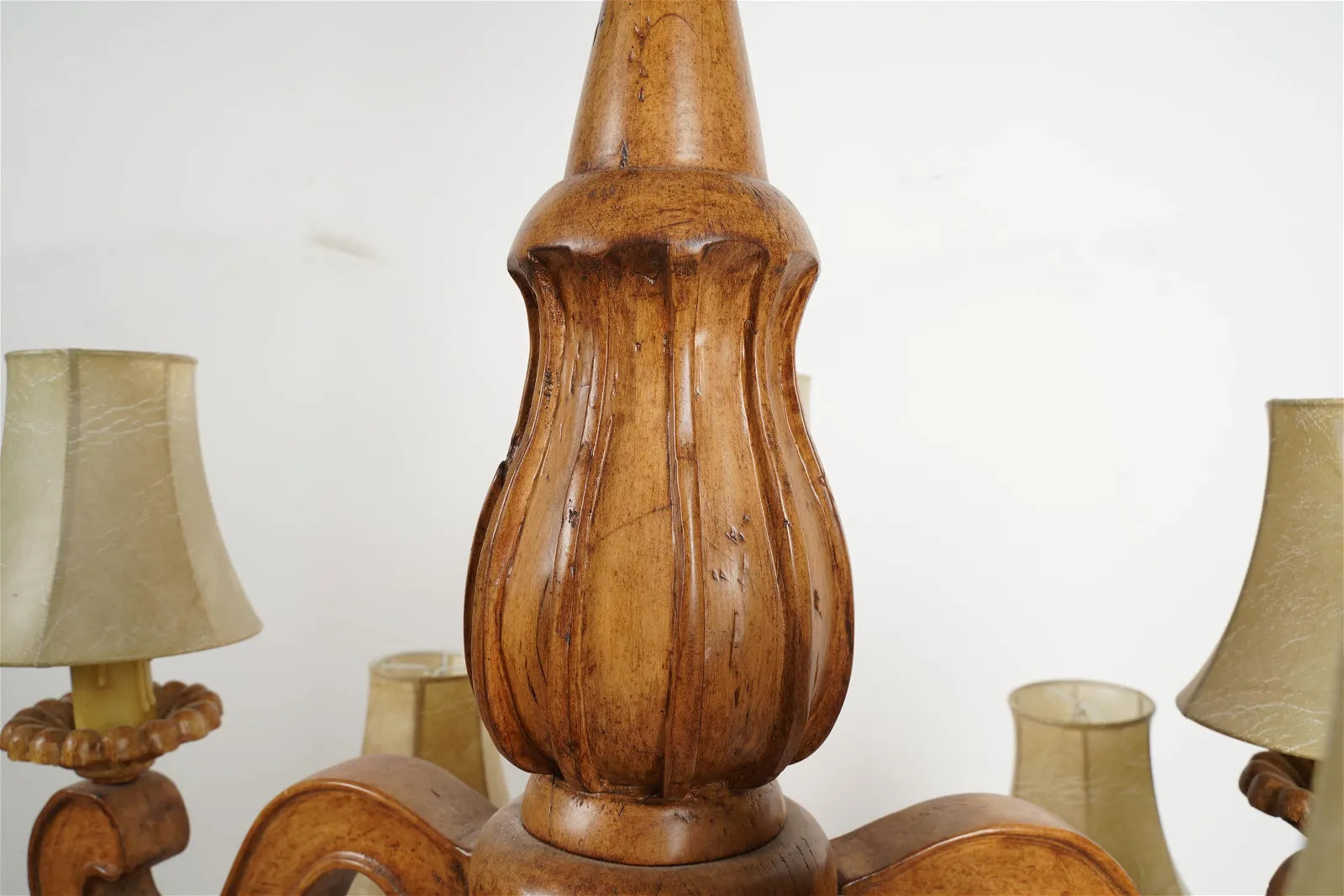 AL1-067: Late 20th C Carved Wood 10 Light French Provincial Style Chandelier From the Larry Flynt Estate