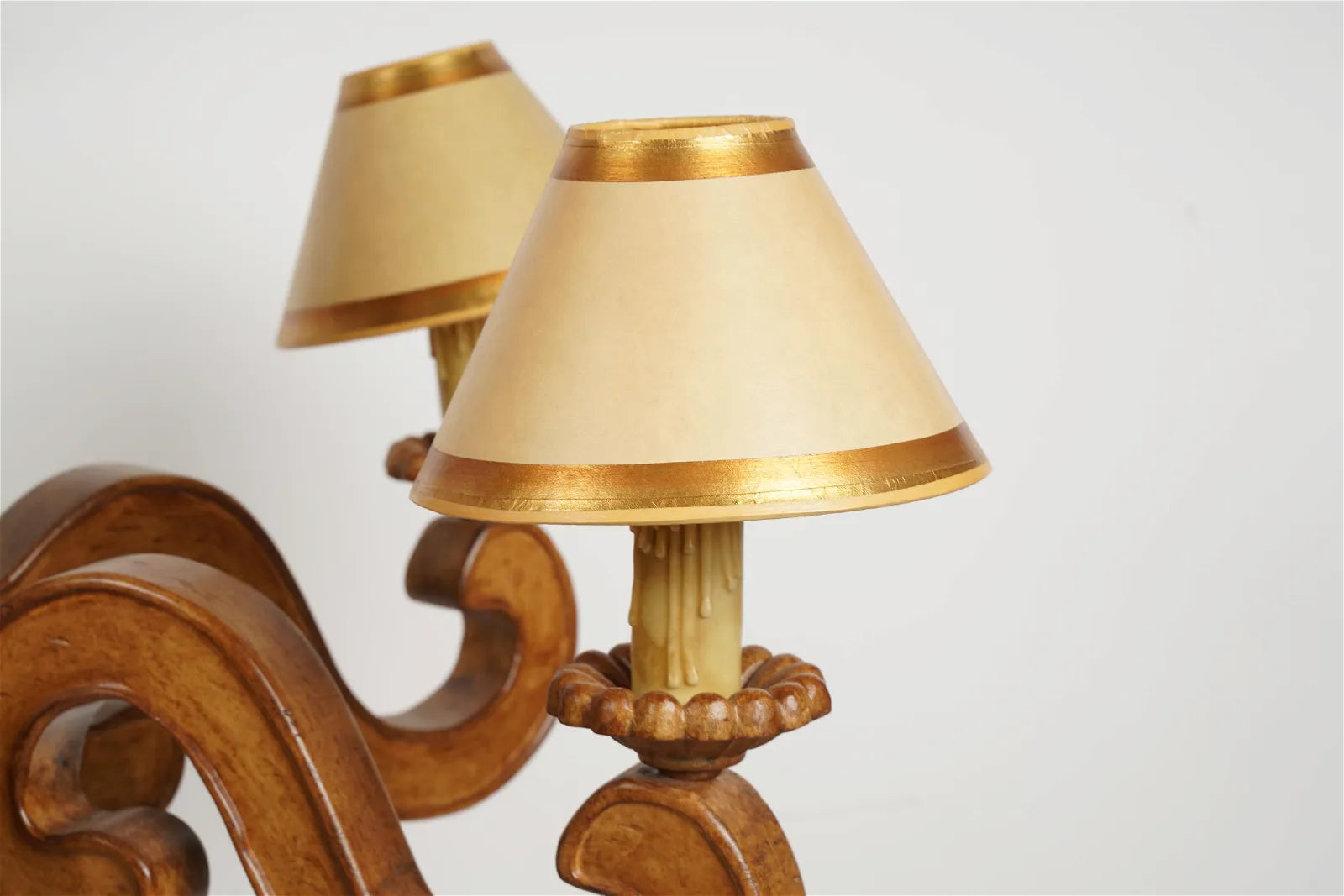 AL1-068: Late 20th C Carved Wood 5 Light French Provincial Style Chandelier From the Larry Flynt Estate