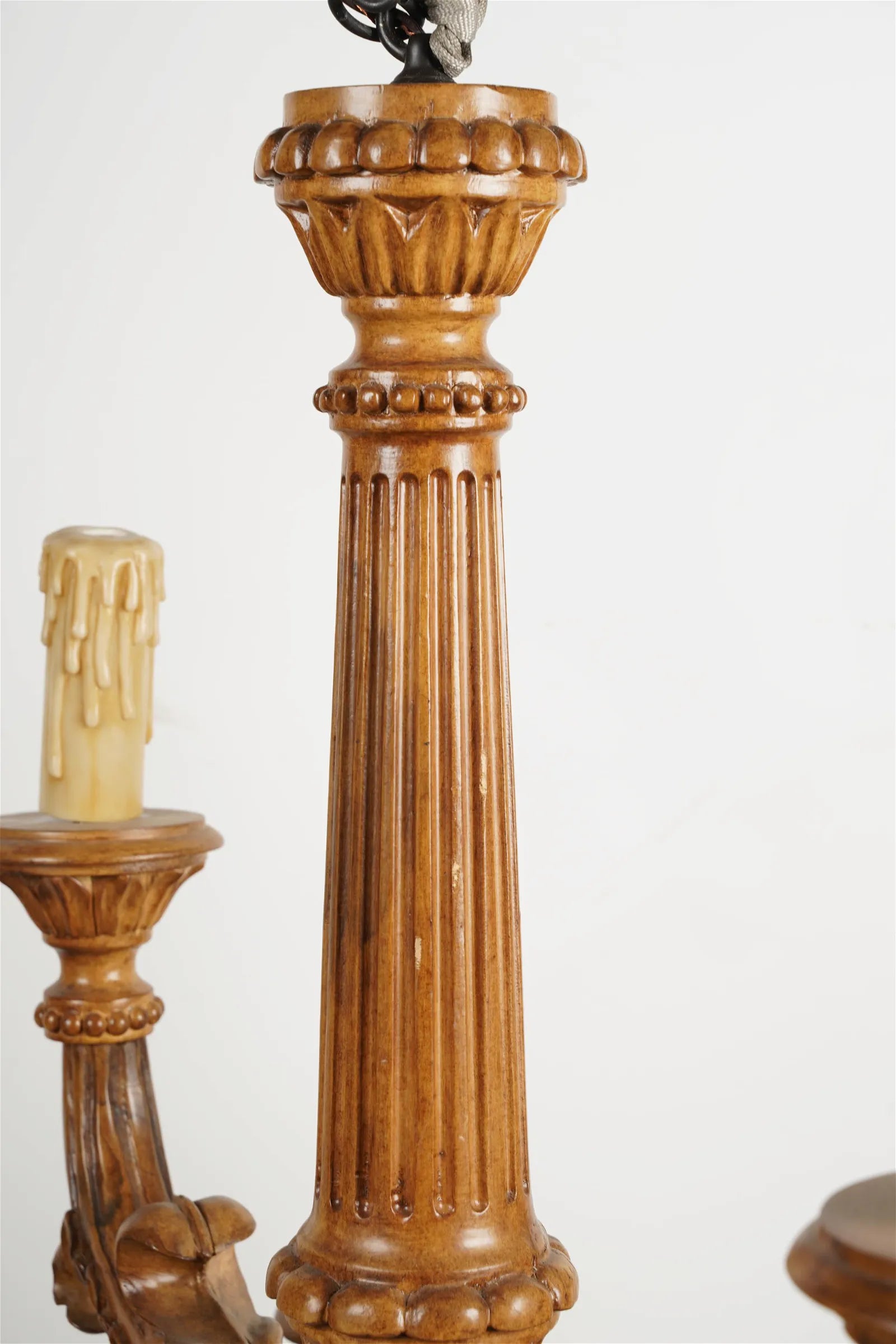 AL1-066:  Late 20th C Carved Wood 12 Light French Provincial Style Chandelier From the Larry Flynt Estate