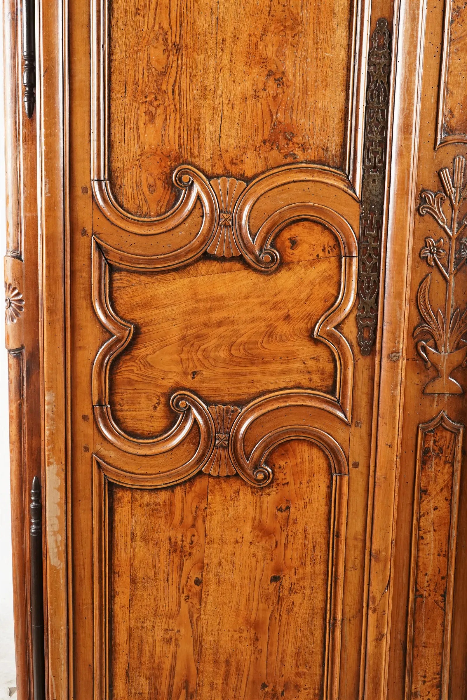 AF3-007: ANTIQUE LATE 18TH CENTURY LOUIS XV PROVINCIAL FRUITWOOD ARMOIRE