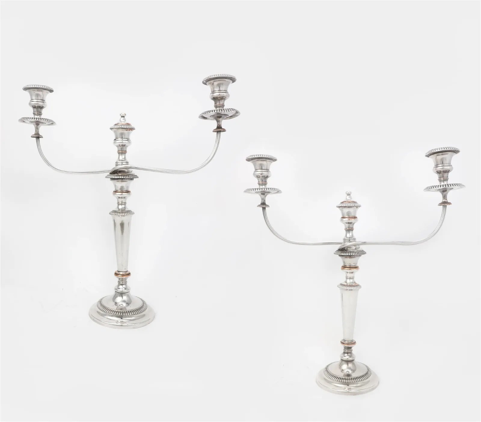 DA2-008: Pair of Early 19th C English Regency Sheffield Plate Convertible Candelabra