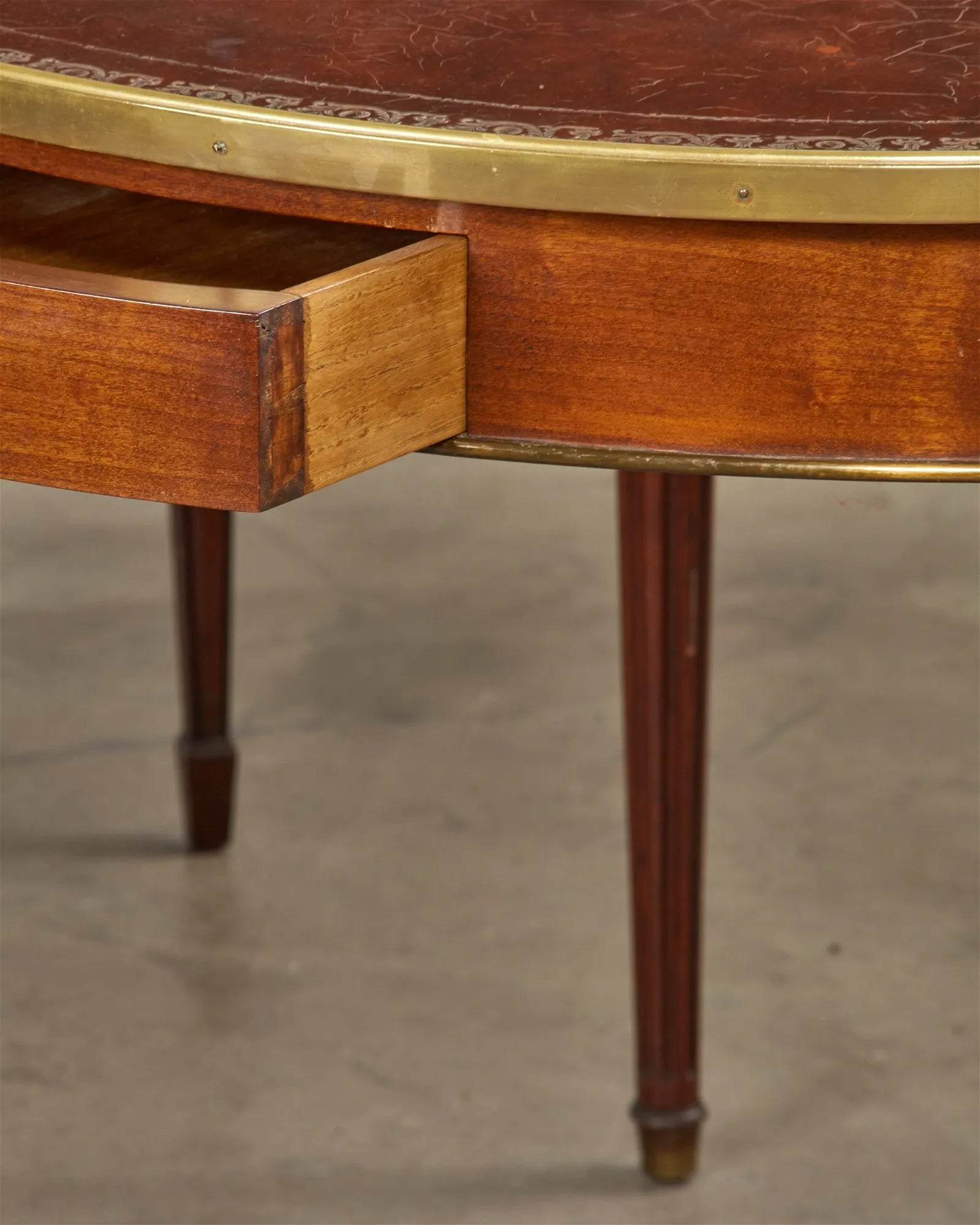 AF1-071:  Vintage Mid 20th Century Directoire Style Game Table w/ Leather Top