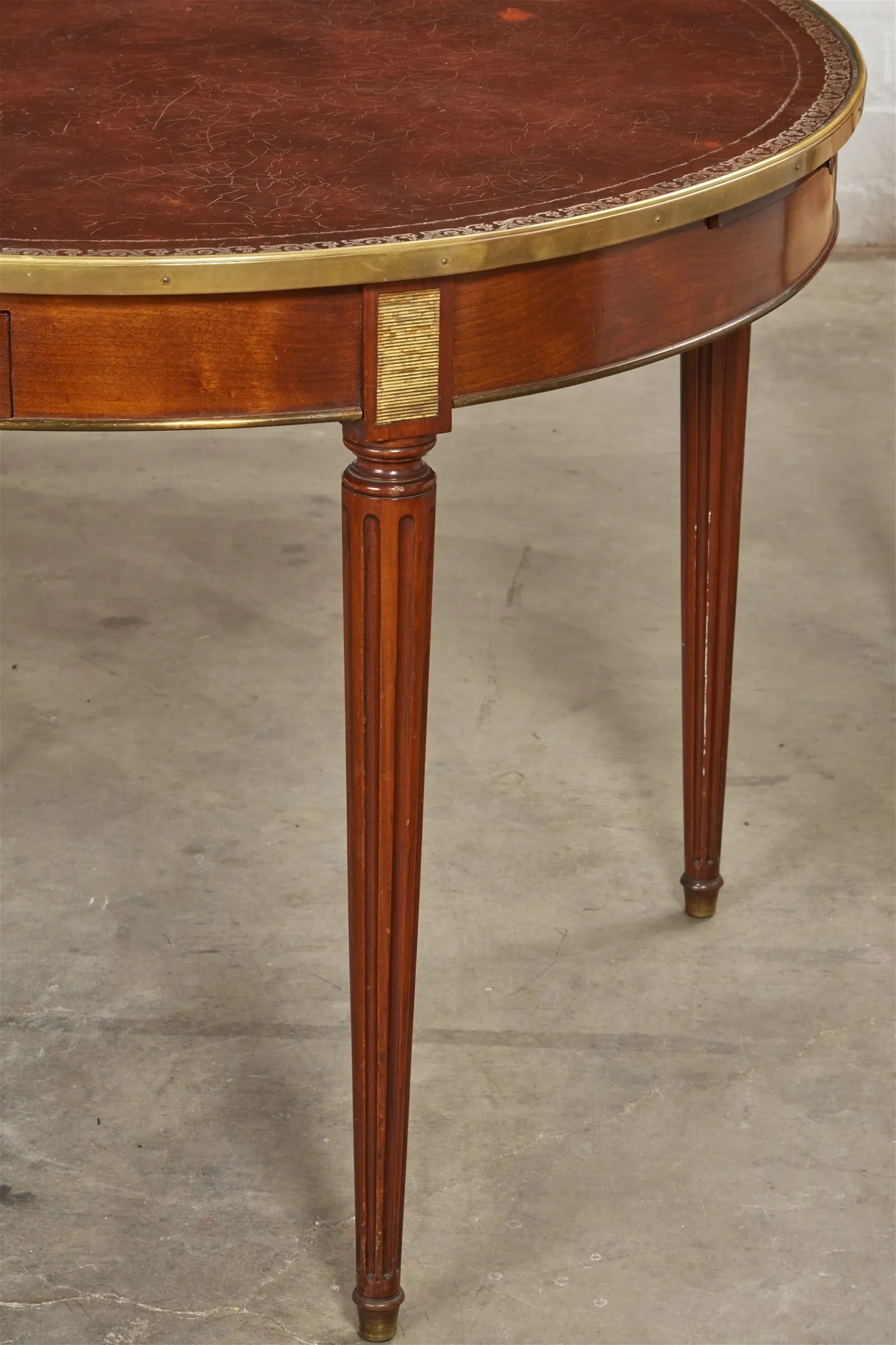 AF1-071:  Vintage Mid 20th Century Directoire Style Game Table w/ Leather Top