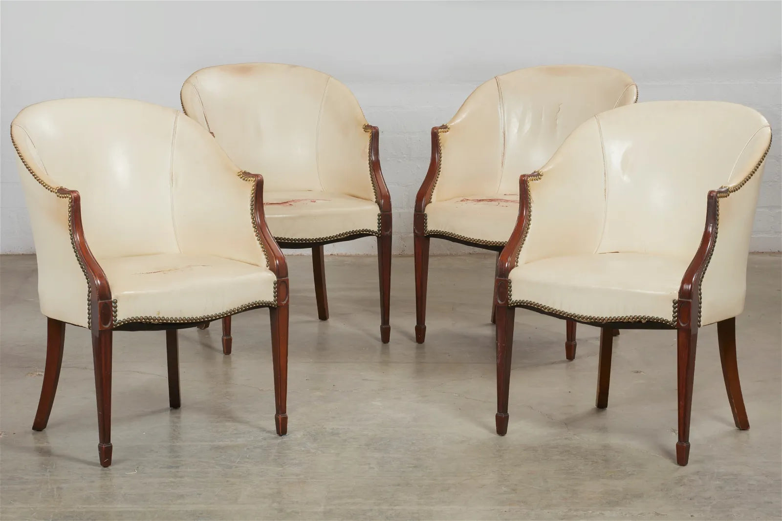 AF2-303: Antique Pair of Early 20th C Mahogany Hepplewhite Bergeres