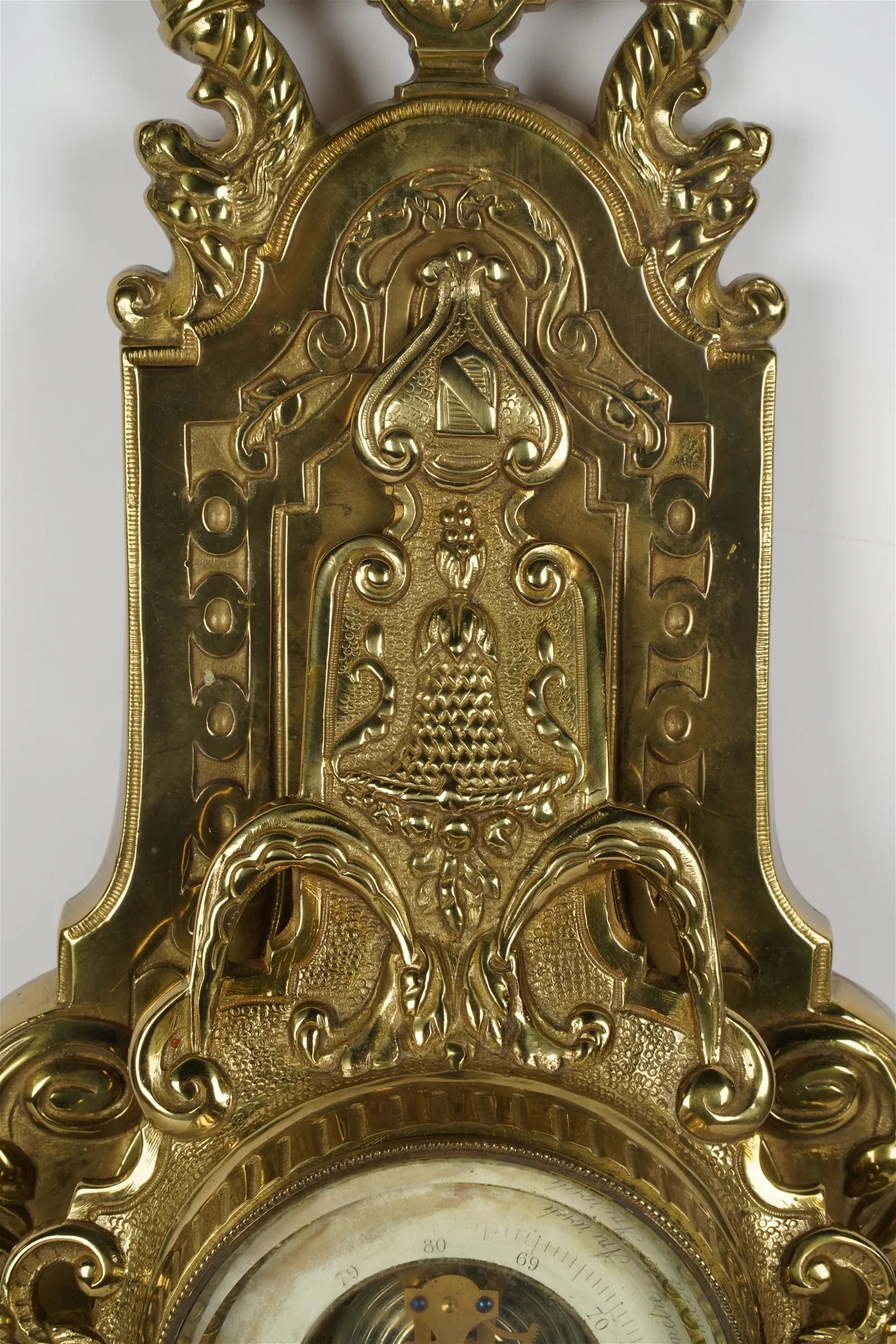 TK5-105: Early 19TH CENTURY FRENCH BRASS ANEROID WALL BAROMETER