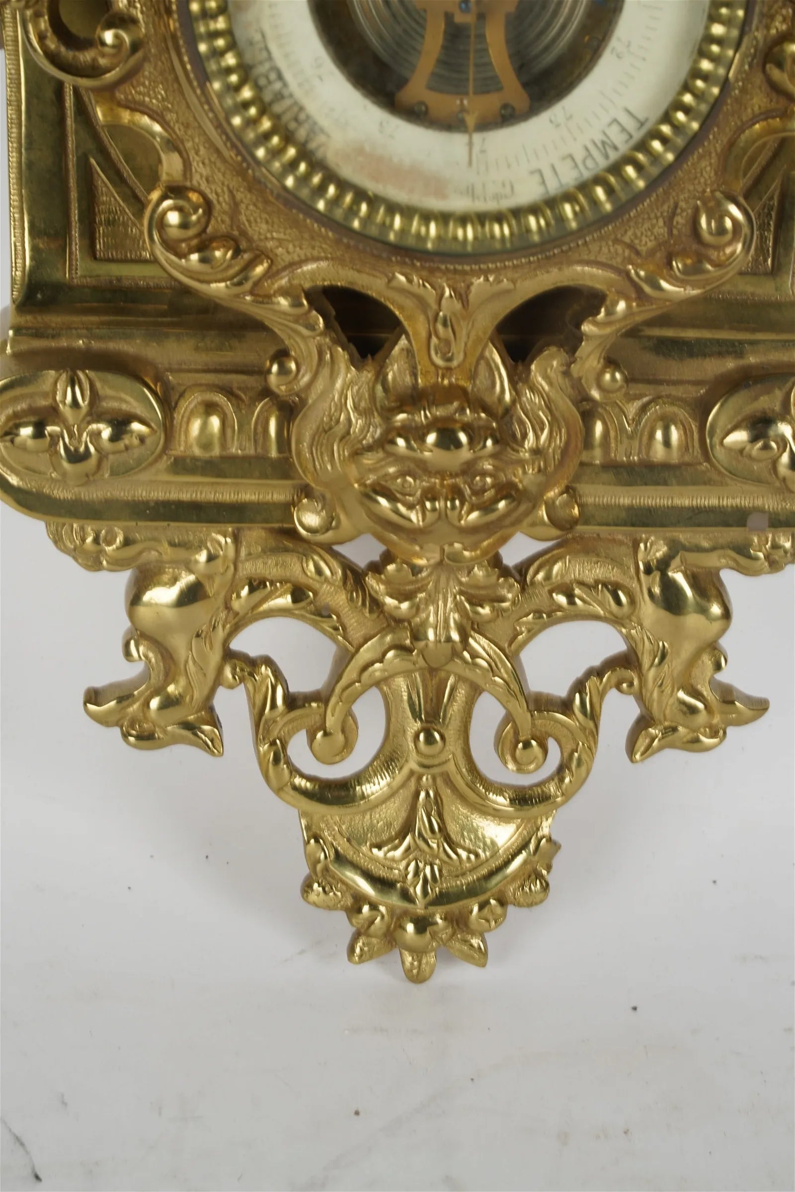 TK5-105: Early 19TH CENTURY FRENCH BRASS ANEROID WALL BAROMETER