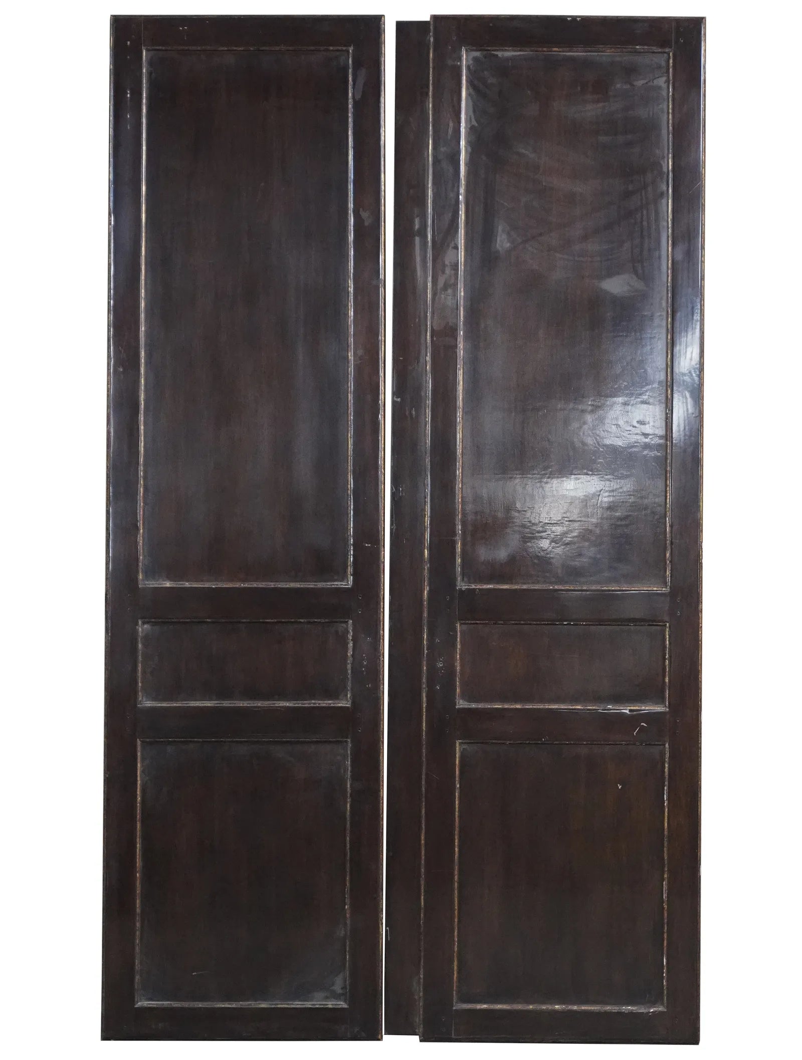 AF10-011: Late 20th Century Tall Continental 2 Panel Highly Polished Wood Screen / Room Divider