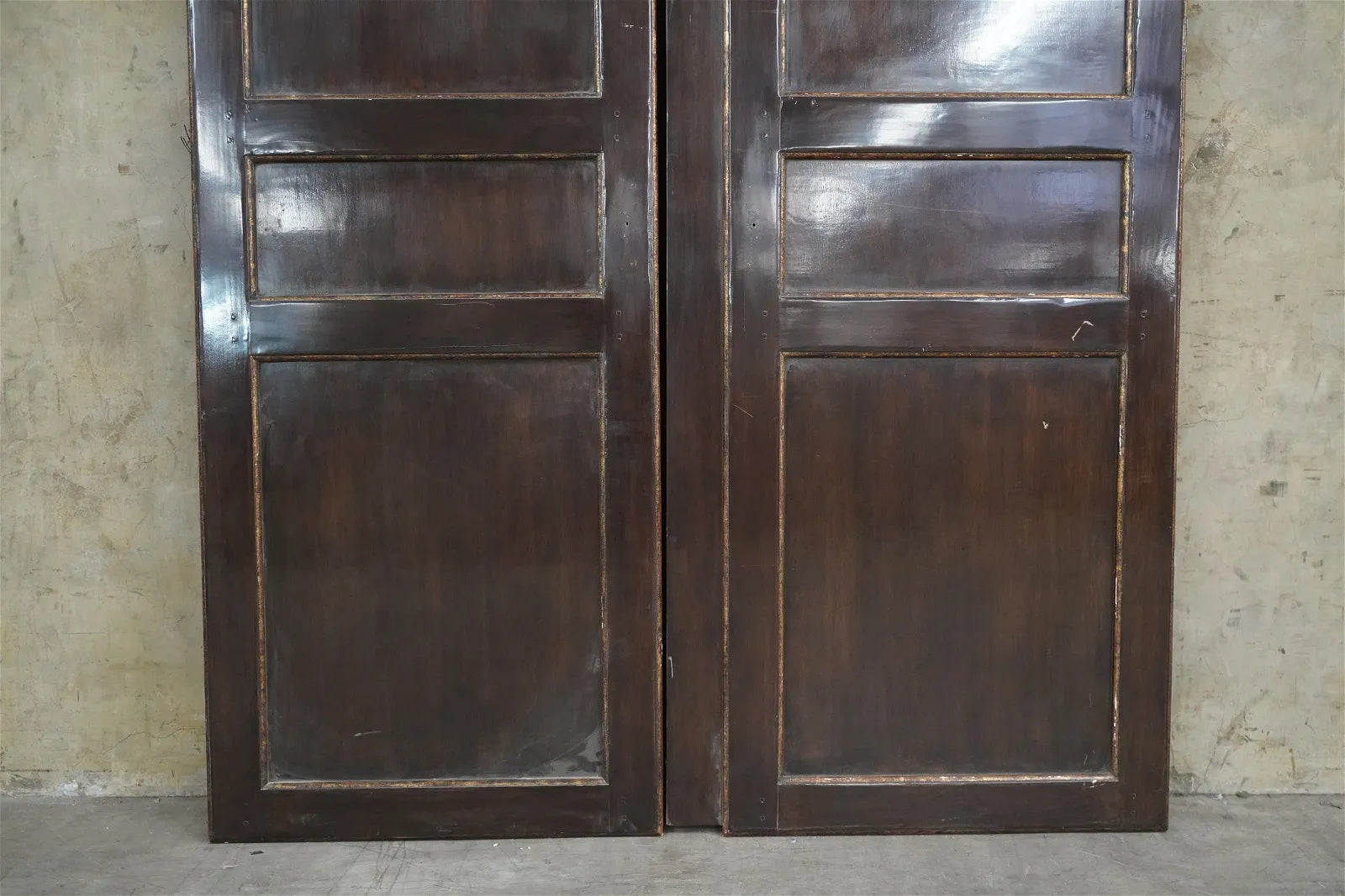 AF10-011: Late 20th Century Tall Continental 2 Panel Highly Polished Wood Screen / Room Divider