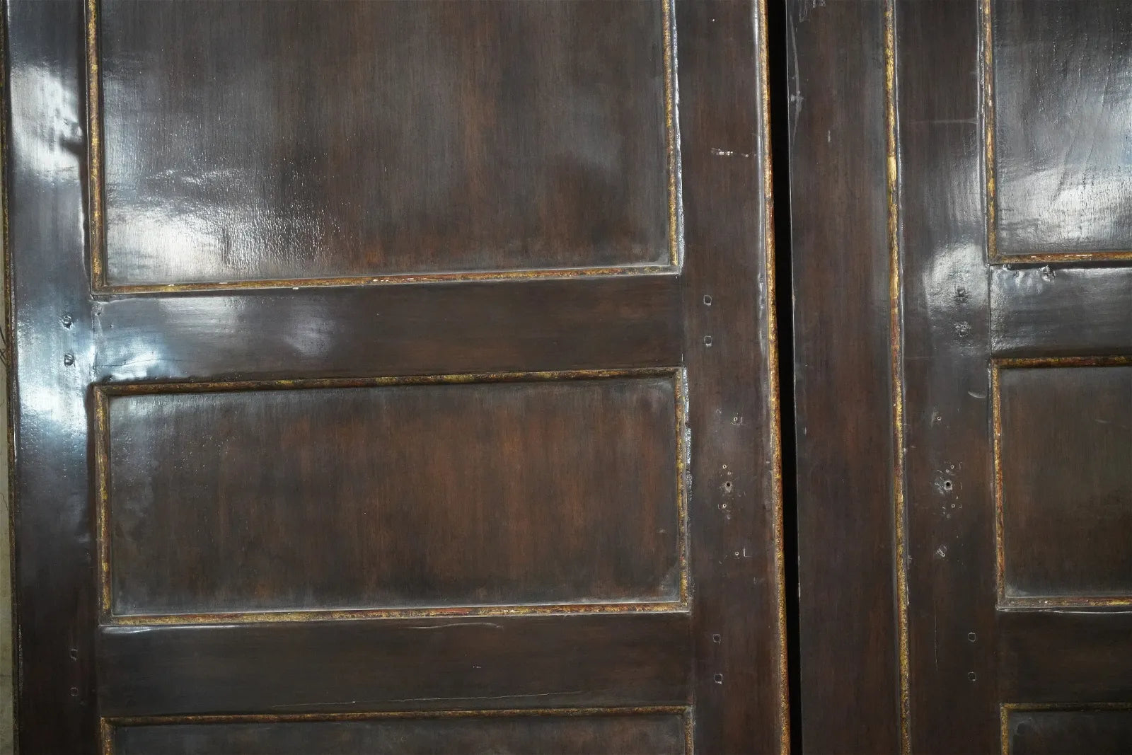 AF10-011: Late 20th Century Tall Continental 2 Panel Highly Polished Wood Screen / Room Divider