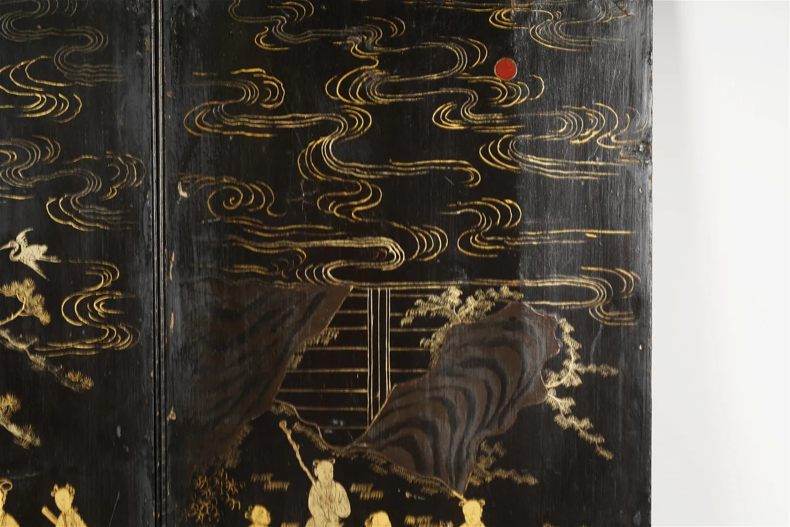 AF10-010: Antique Late 19th Century Chinese 2 Panel Chinoiserie Screen With Figures