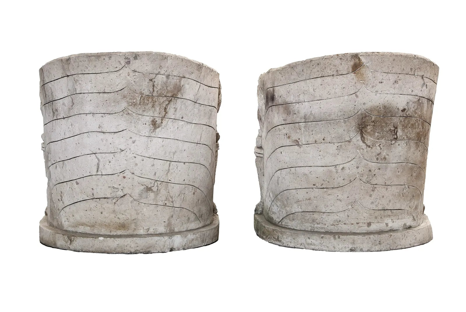 AA4-004: Pair of Elizabethan Style Carved Limestone Garden Seats