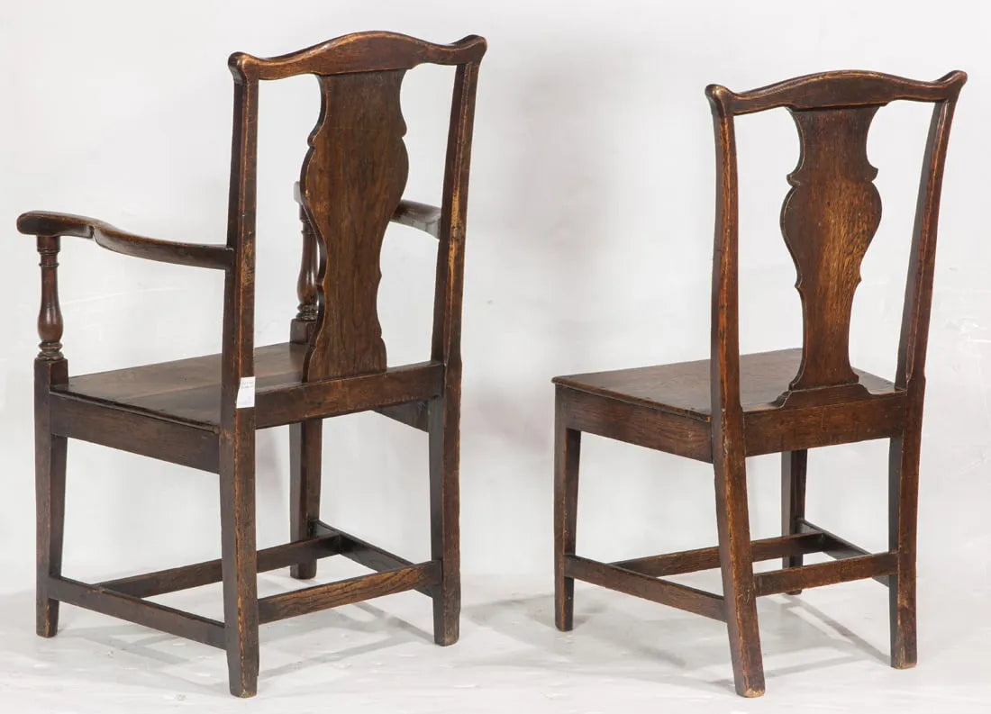 AF2-163: Antique Assembled Set of 10 18th Century Georgian English Oak Dining Chairs