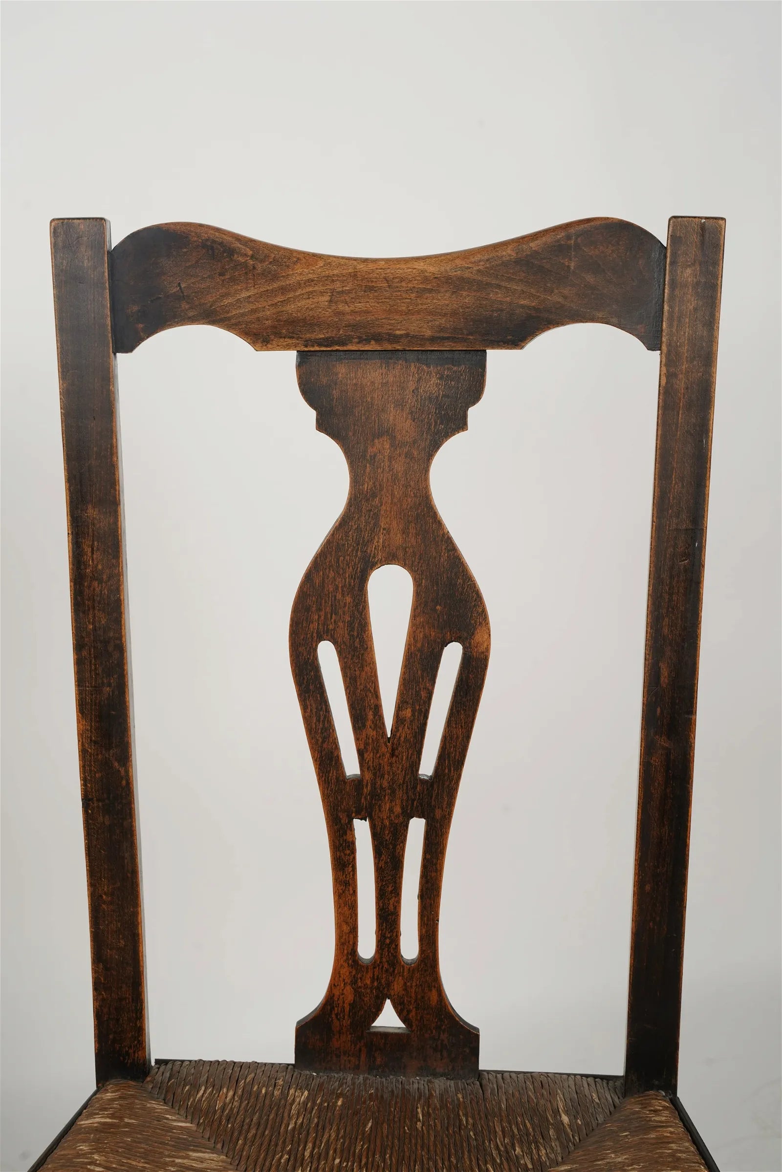 AF2-162: Antique Pair of Early 19th Century English Georgian Rush Seat Chairs