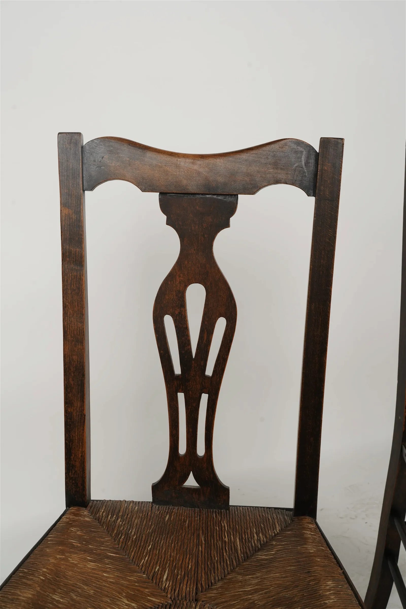 AF2-162: Antique Pair of Early 19th Century English Georgian Rush Seat Chairs