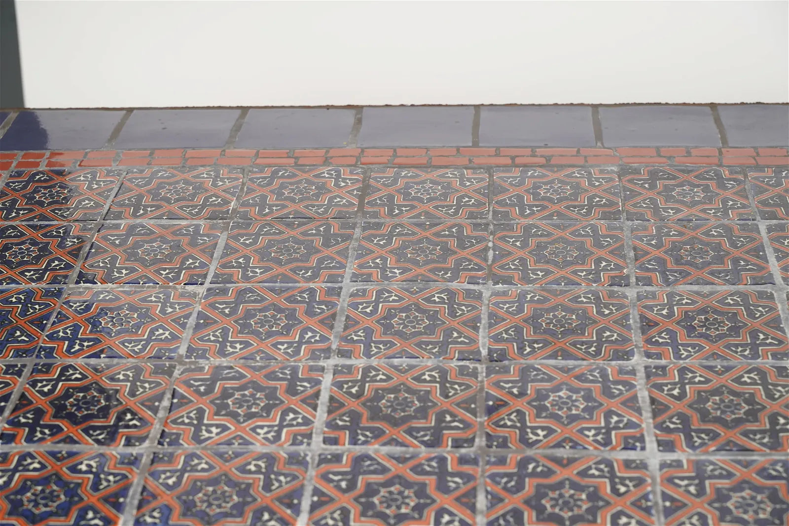 AF1-374:  Vintage Late 20th Century Iron & Tile Dining Tile Featuring Hand Made Tunisian Tiles