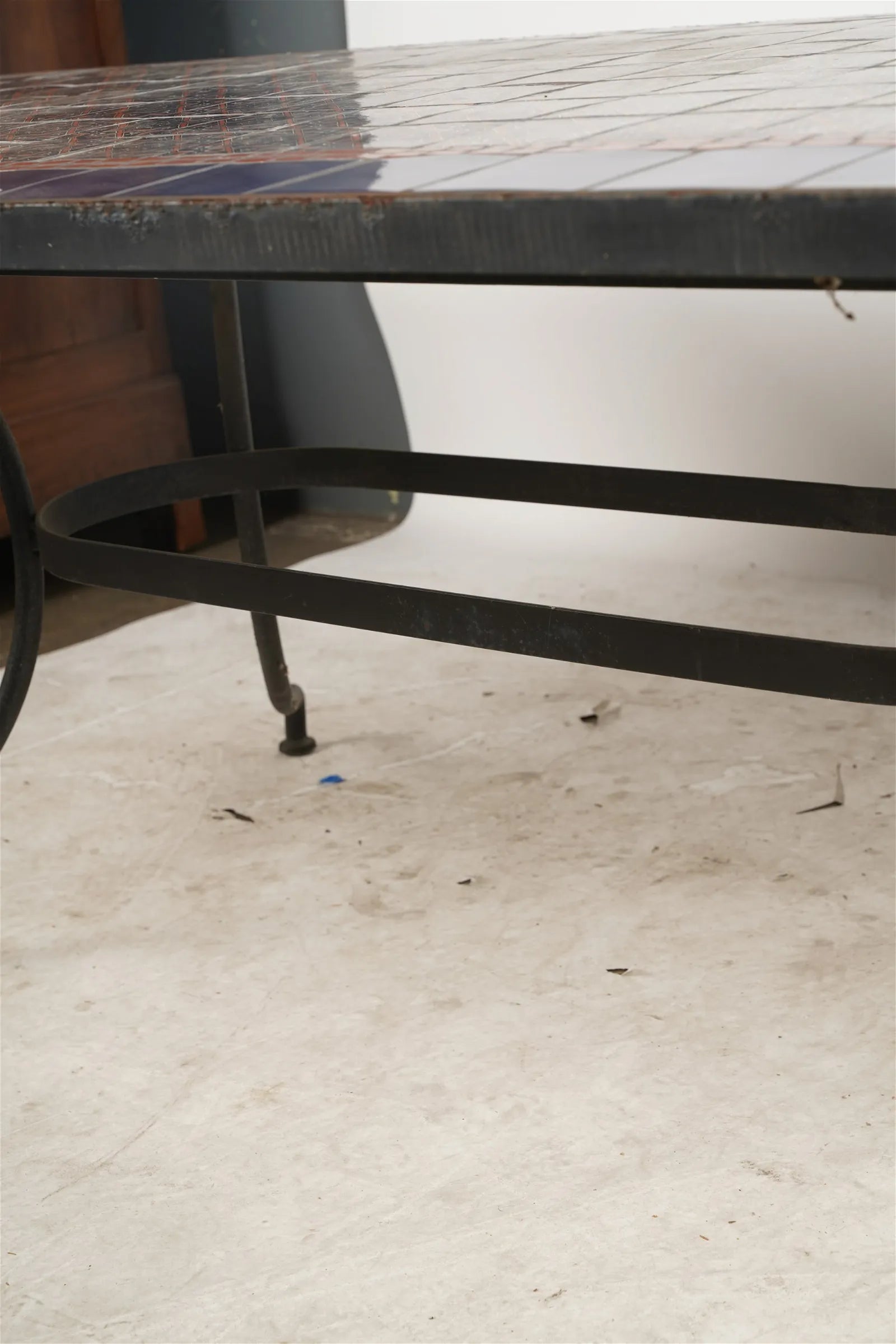 AF1-374:  Vintage Late 20th Century Iron & Tile Dining Tile Featuring Hand Made Tunisian Tiles