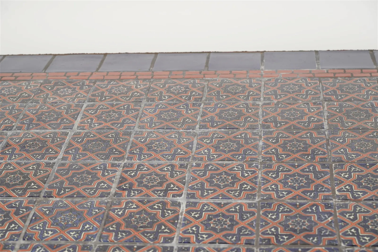 AF1-374:  Vintage Late 20th Century Iron & Tile Dining Tile Featuring Hand Made Tunisian Tiles