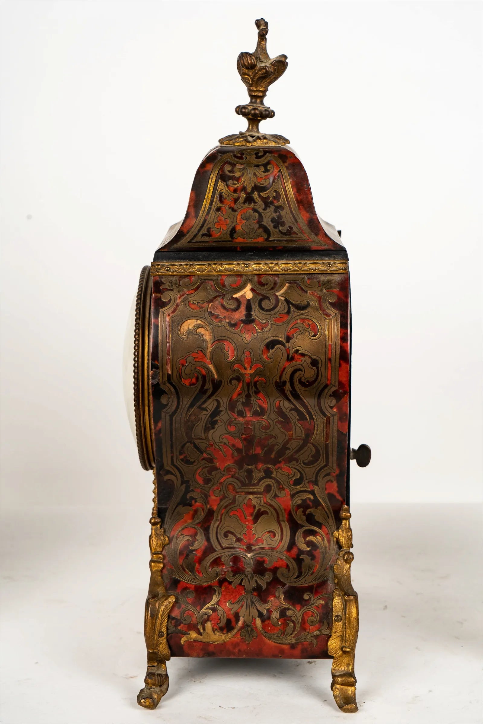 TK2-040: Early19th Century French Louis XV Style Mantle Clock With Boulle Inlay Case
