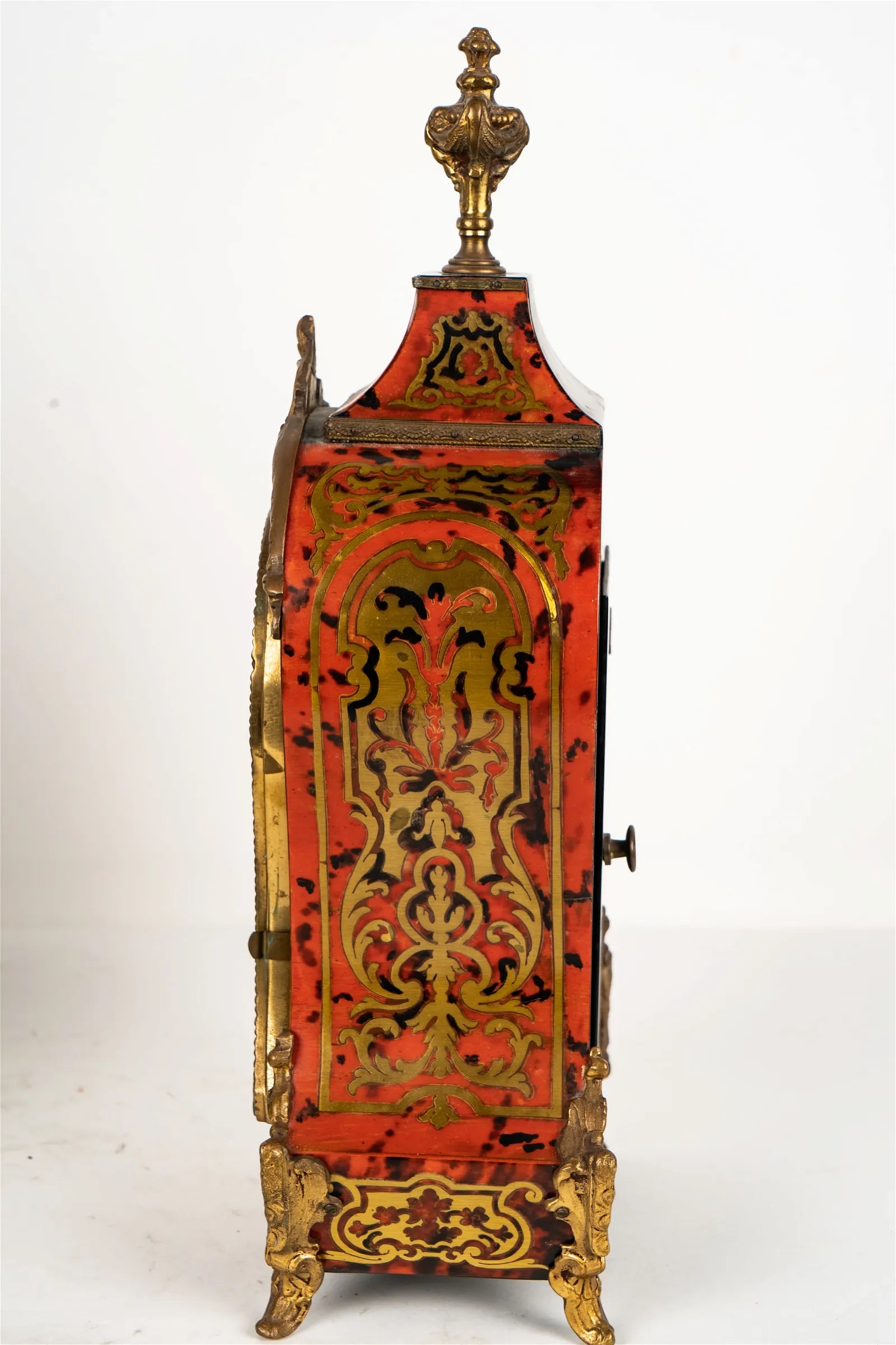 TK2-050: Early19th Century French Louis XV Style Mantle Clock With Boulle Inlay Case