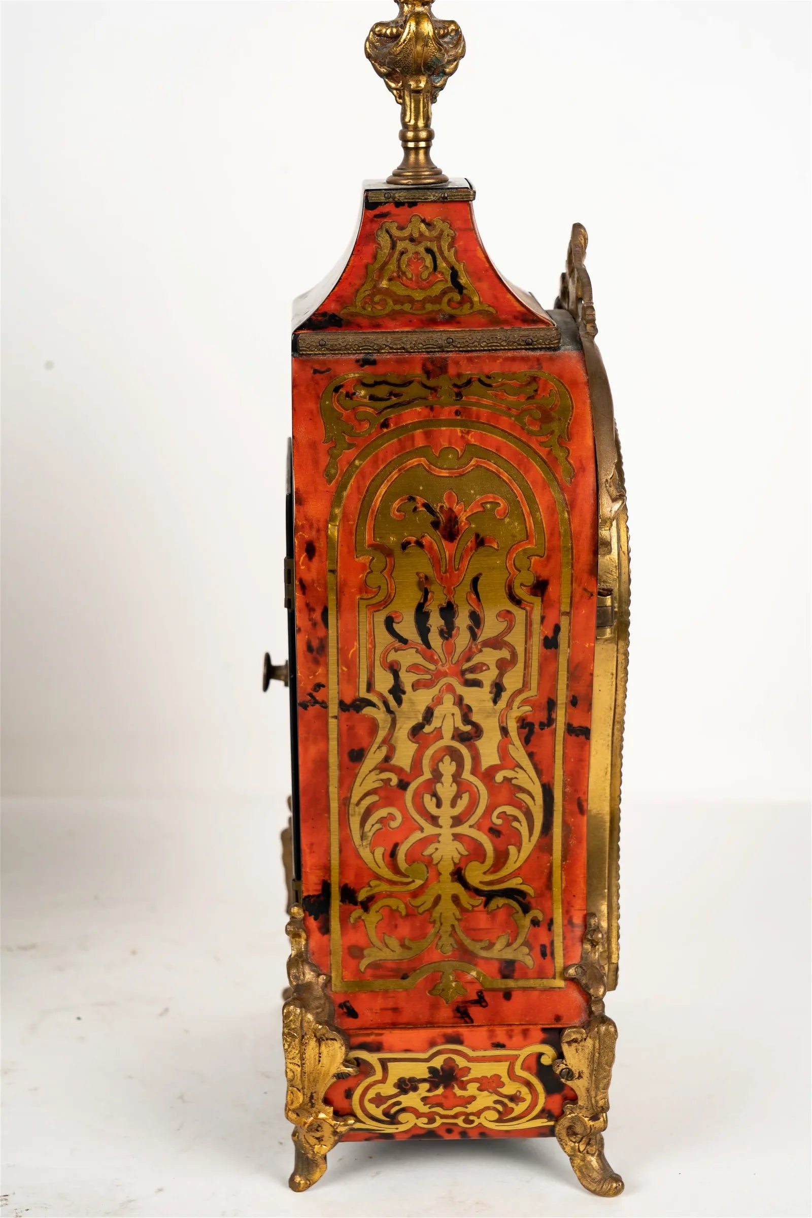 TK2-050: Early19th Century French Louis XV Style Mantle Clock With Boulle Inlay Case