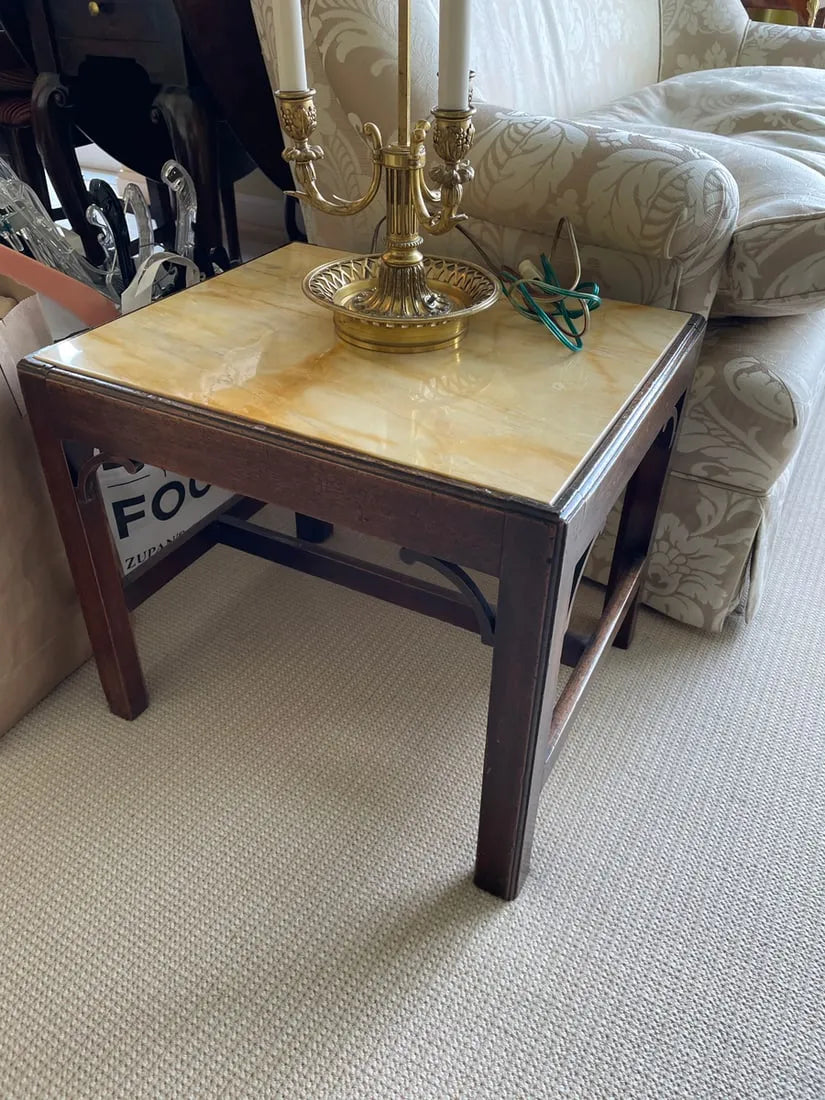 AF1-089: Antique Late 18th Century English George III Marble & Mahogany Side Table