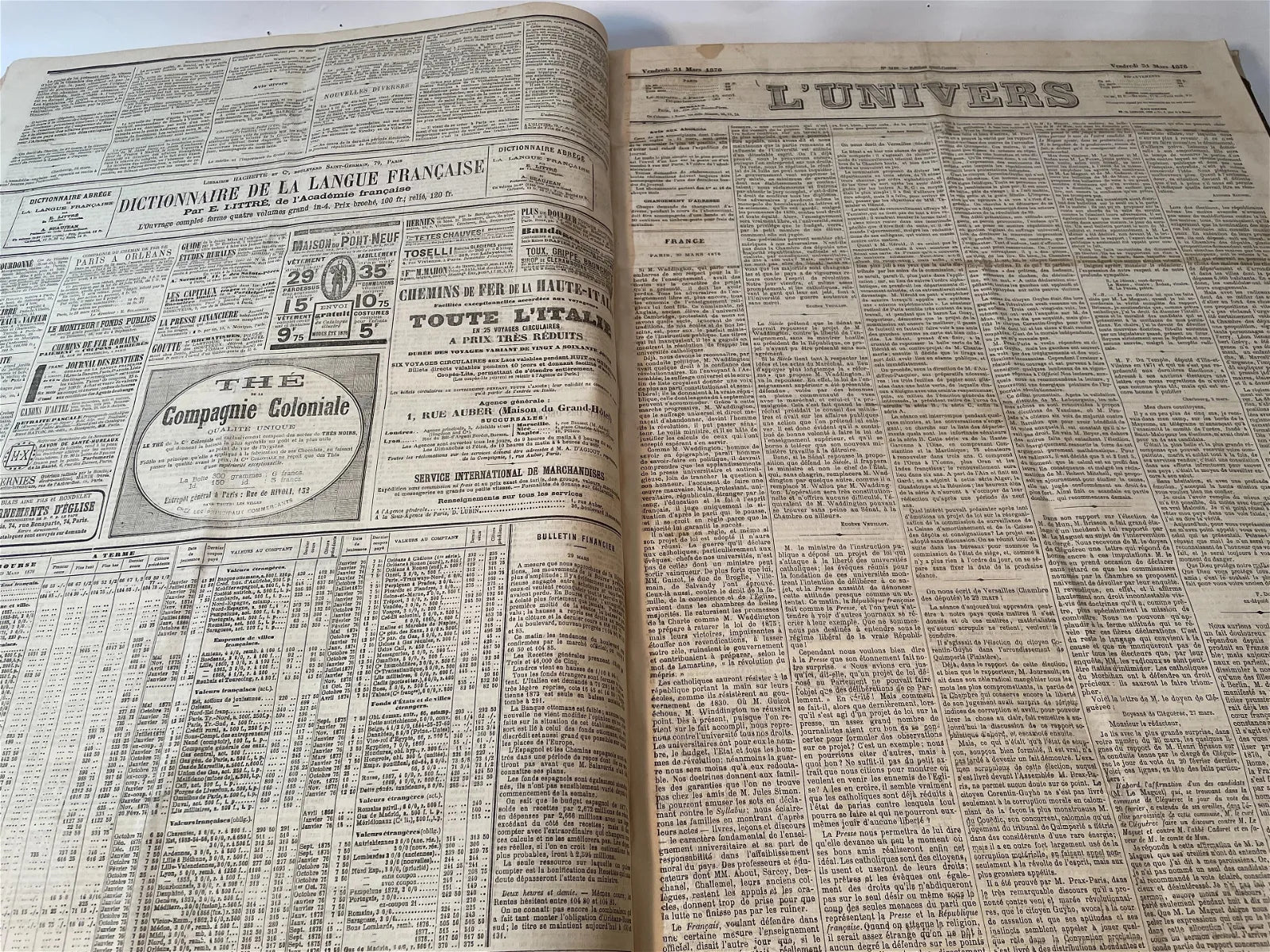 DA8-001: Late 19th C & Early 20th C Group of 12 folio volumes of L Universe et Le Monde